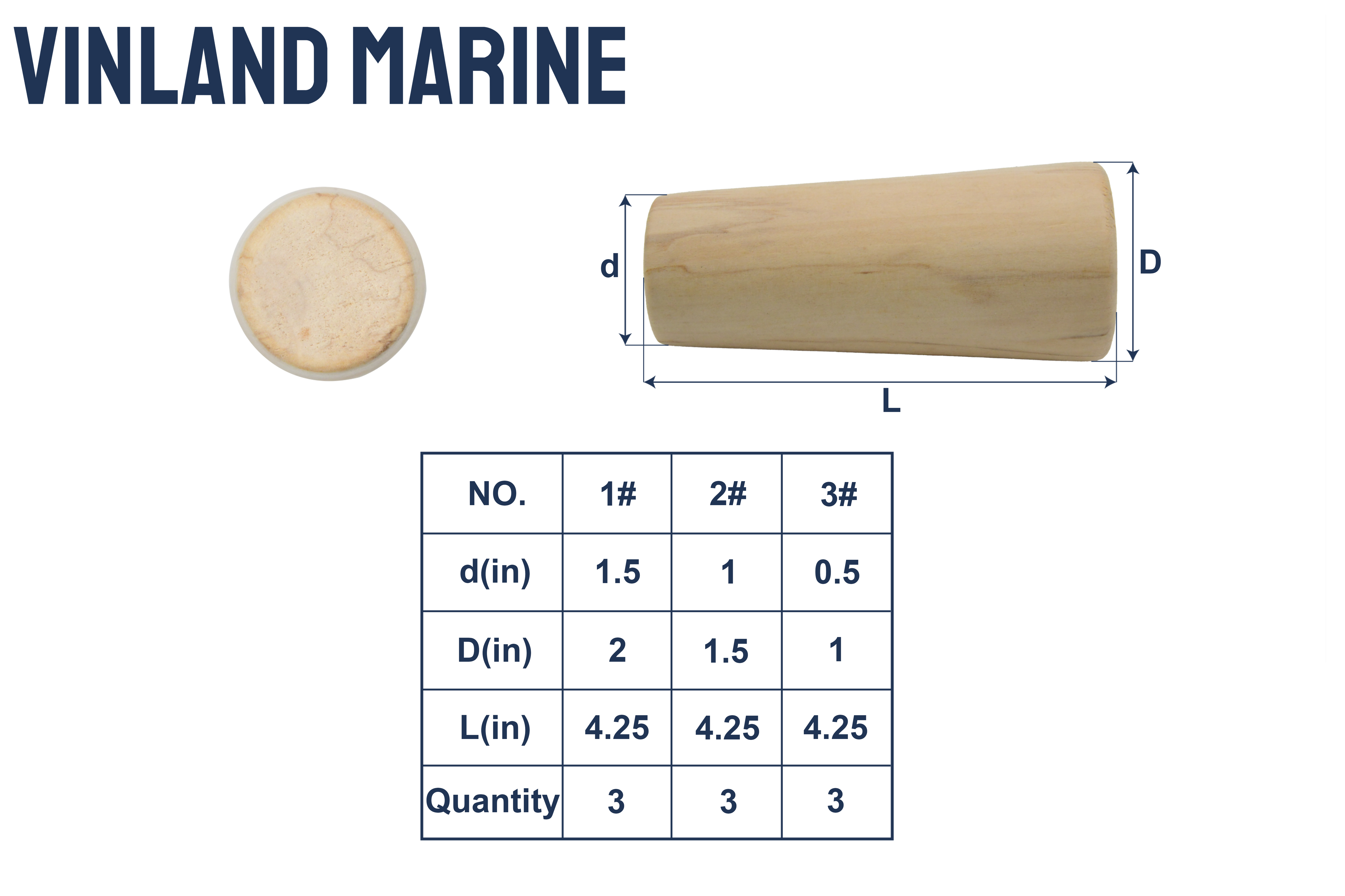 Thru-Hull Bung, Wood Emergency Plug Set for Ø0.75"~Ø1.97" holes