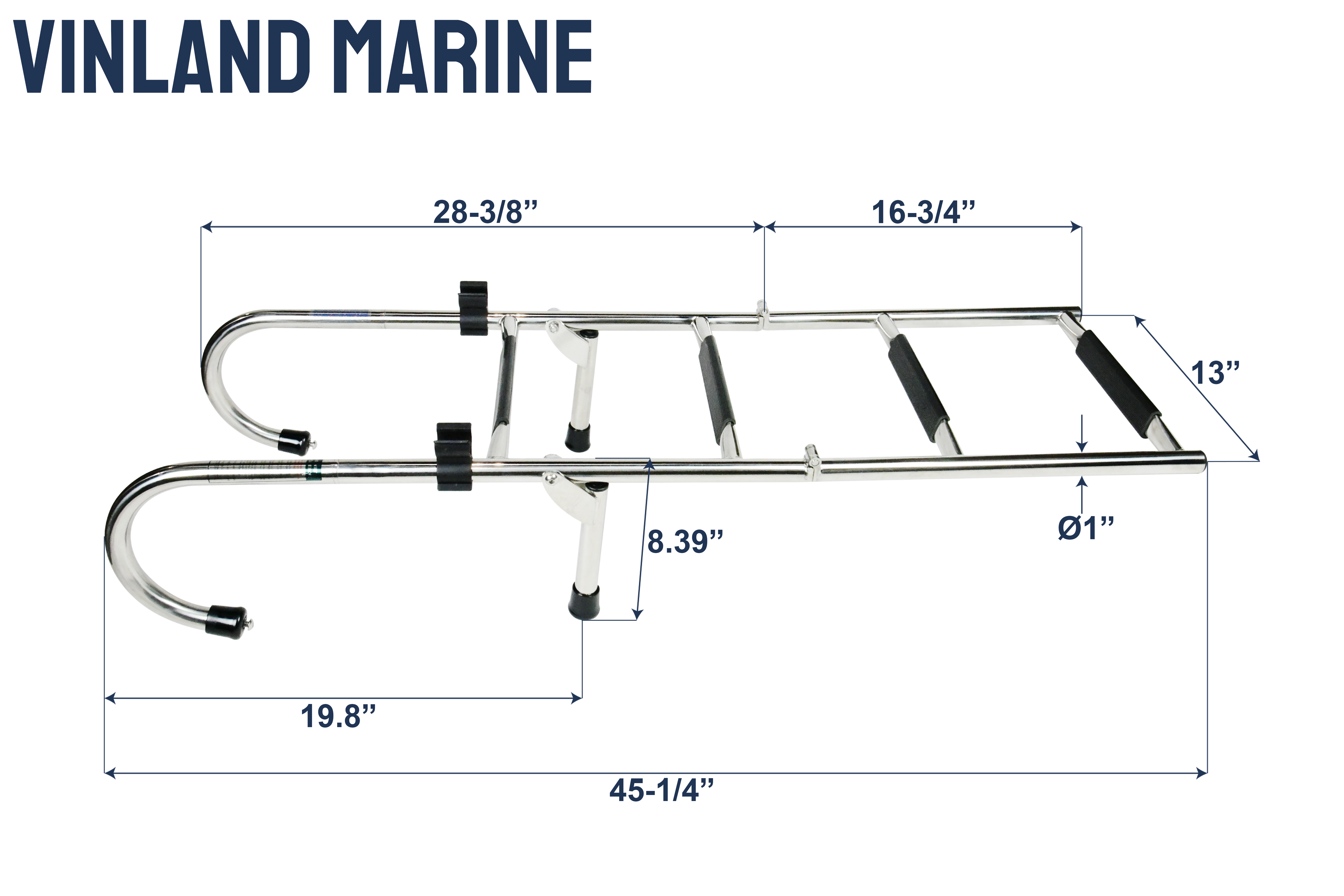 304 Stainless Steel Gunwale-Mounted Folding Removable Ladder
