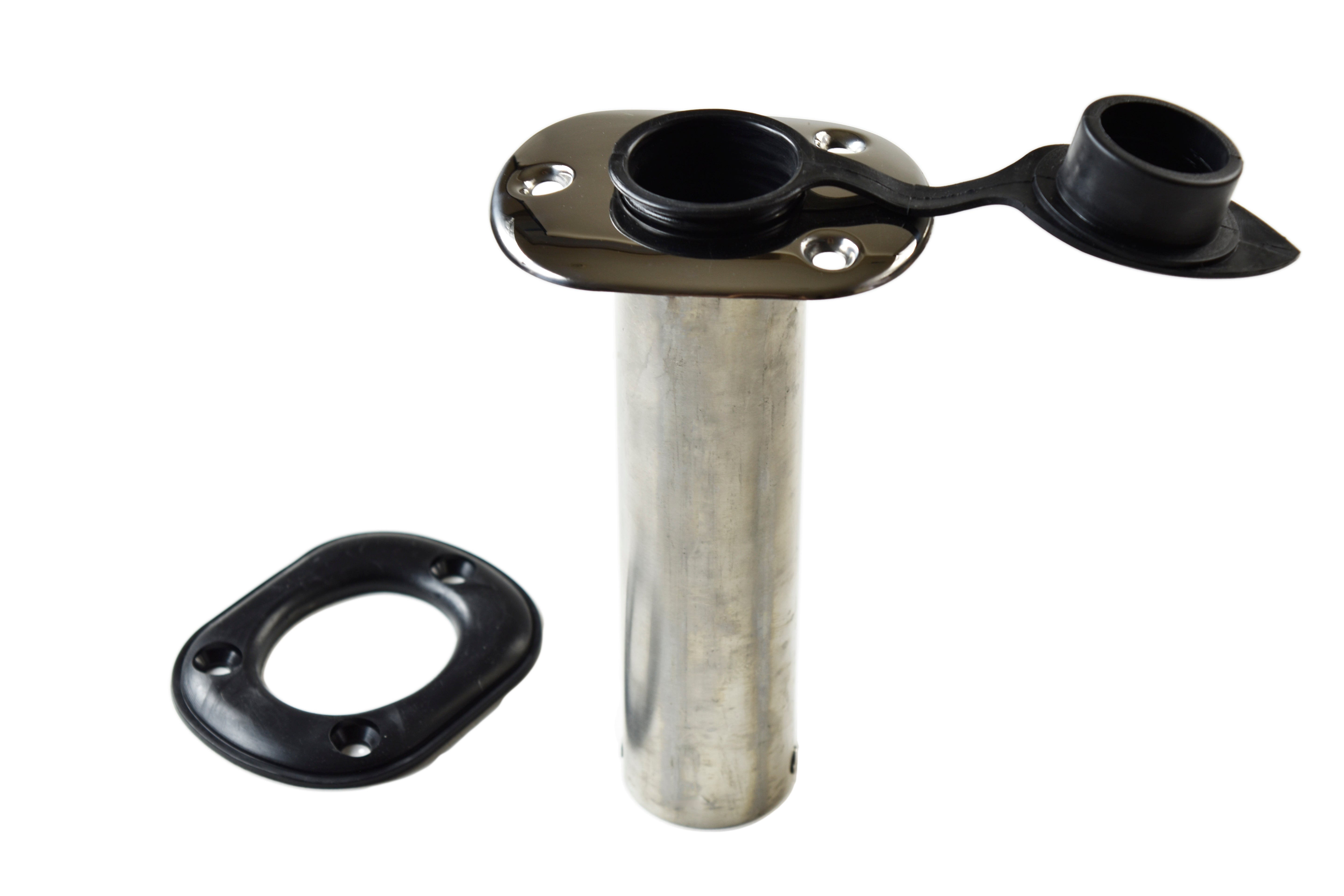 Stamped 304 Stainless Steel Angled Flush Mount Rod Holder with Lid