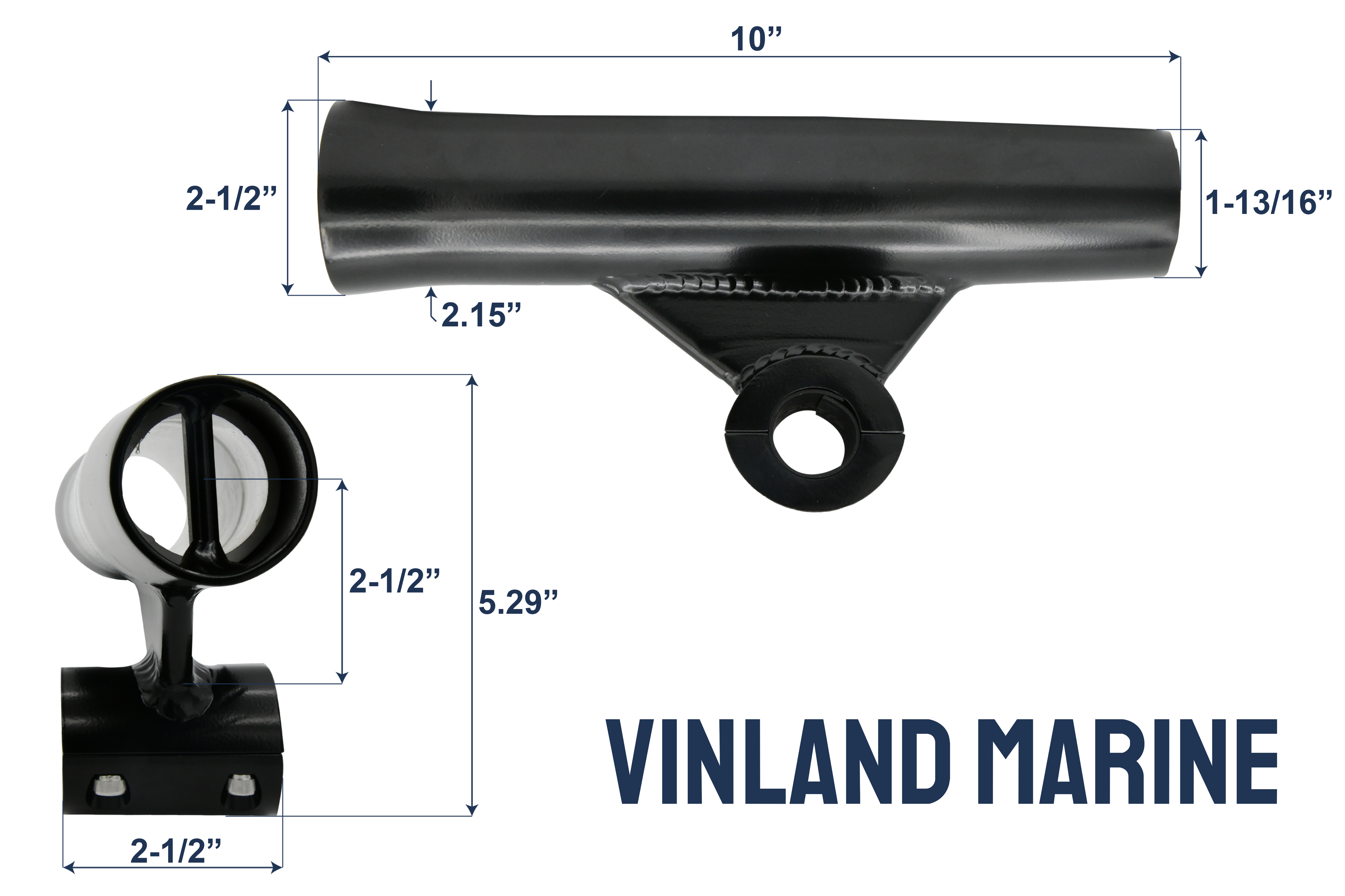 Aluminum Flared Clamp-on T-Top-Fishing Rod Holder w/PVC Liner