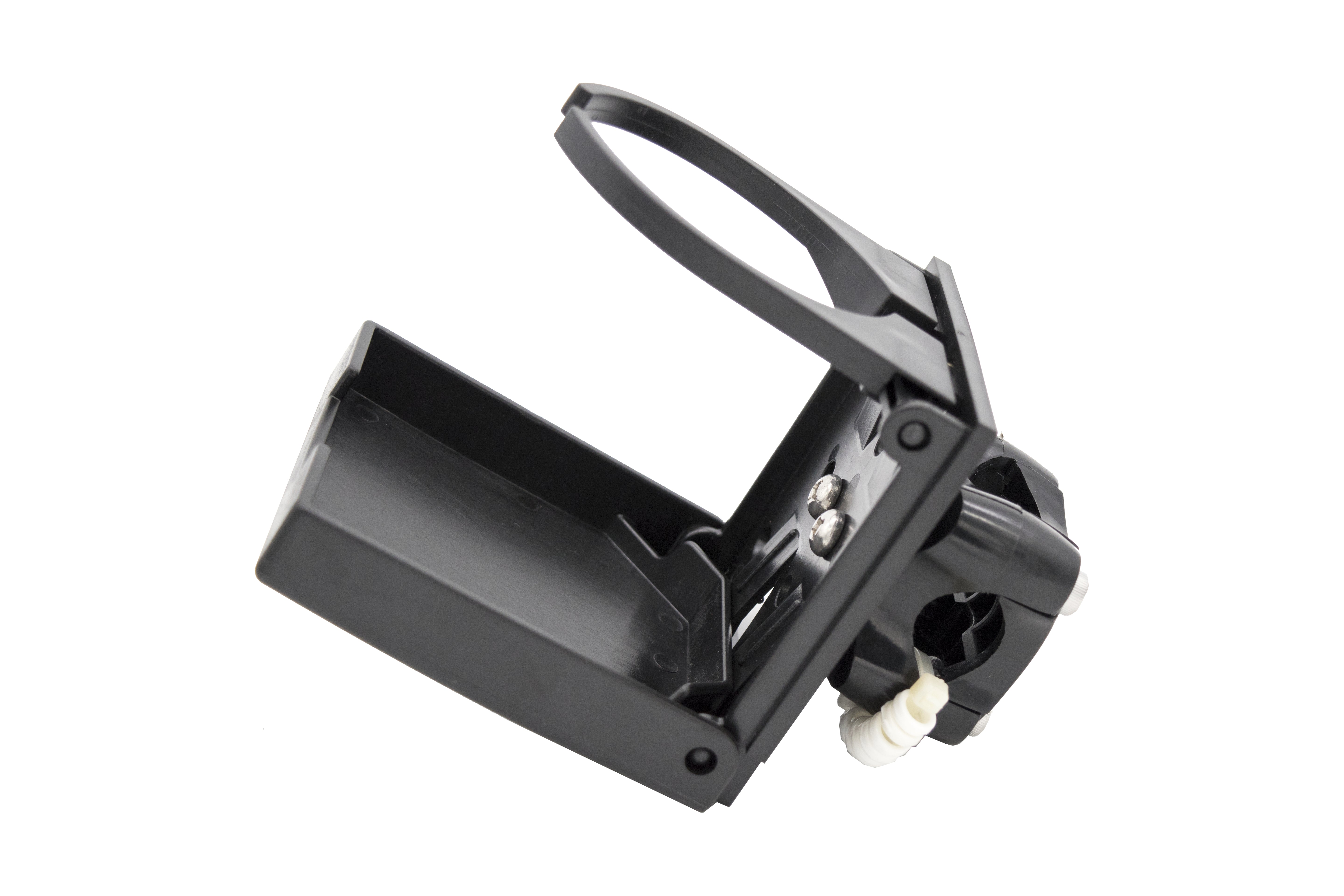 ABS White/Black Clamp-on Adjustable Foldable Compact Drink Holder with Clamp