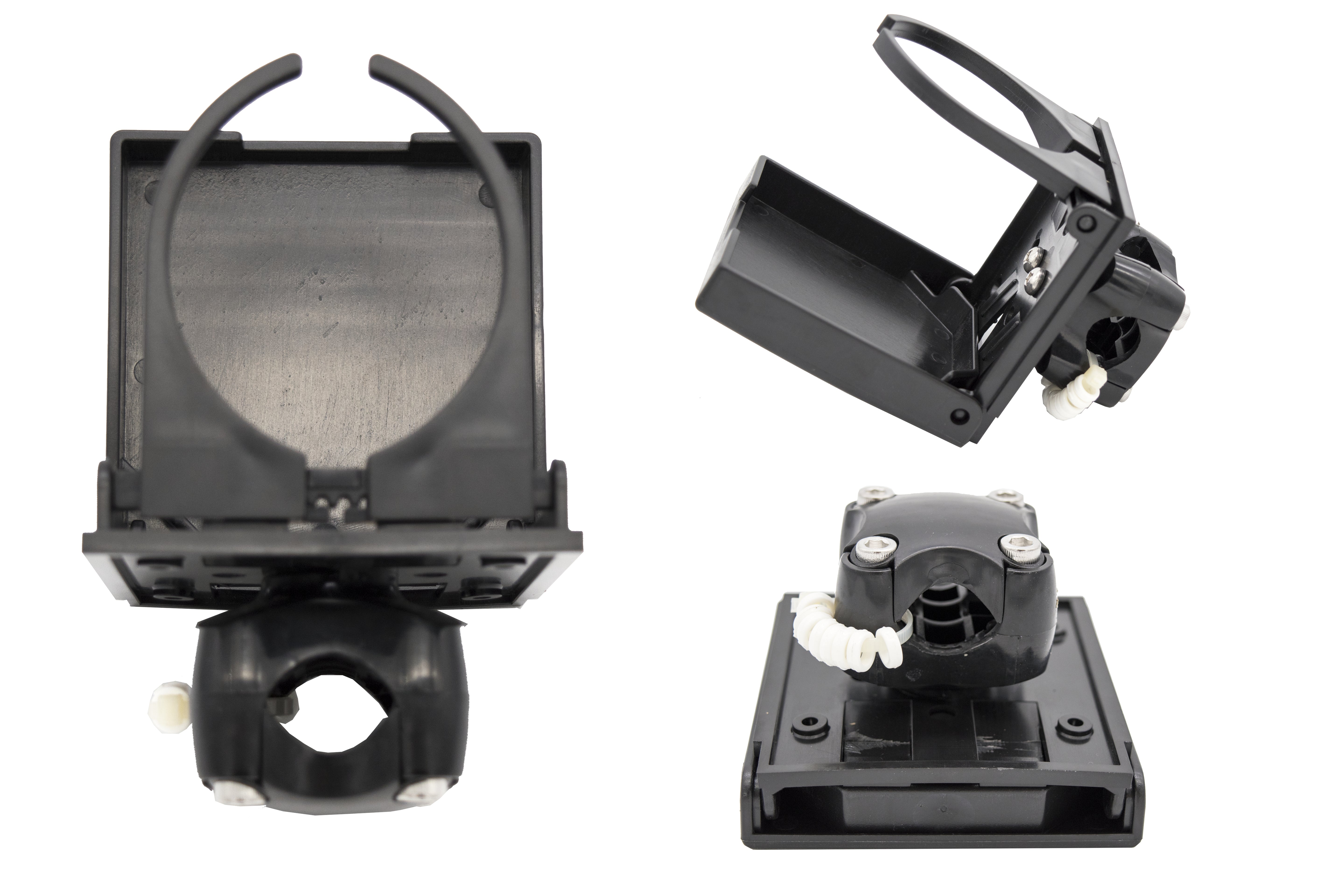 ABS White/Black Clamp-on Adjustable Foldable Compact Drink Holder with Clamp