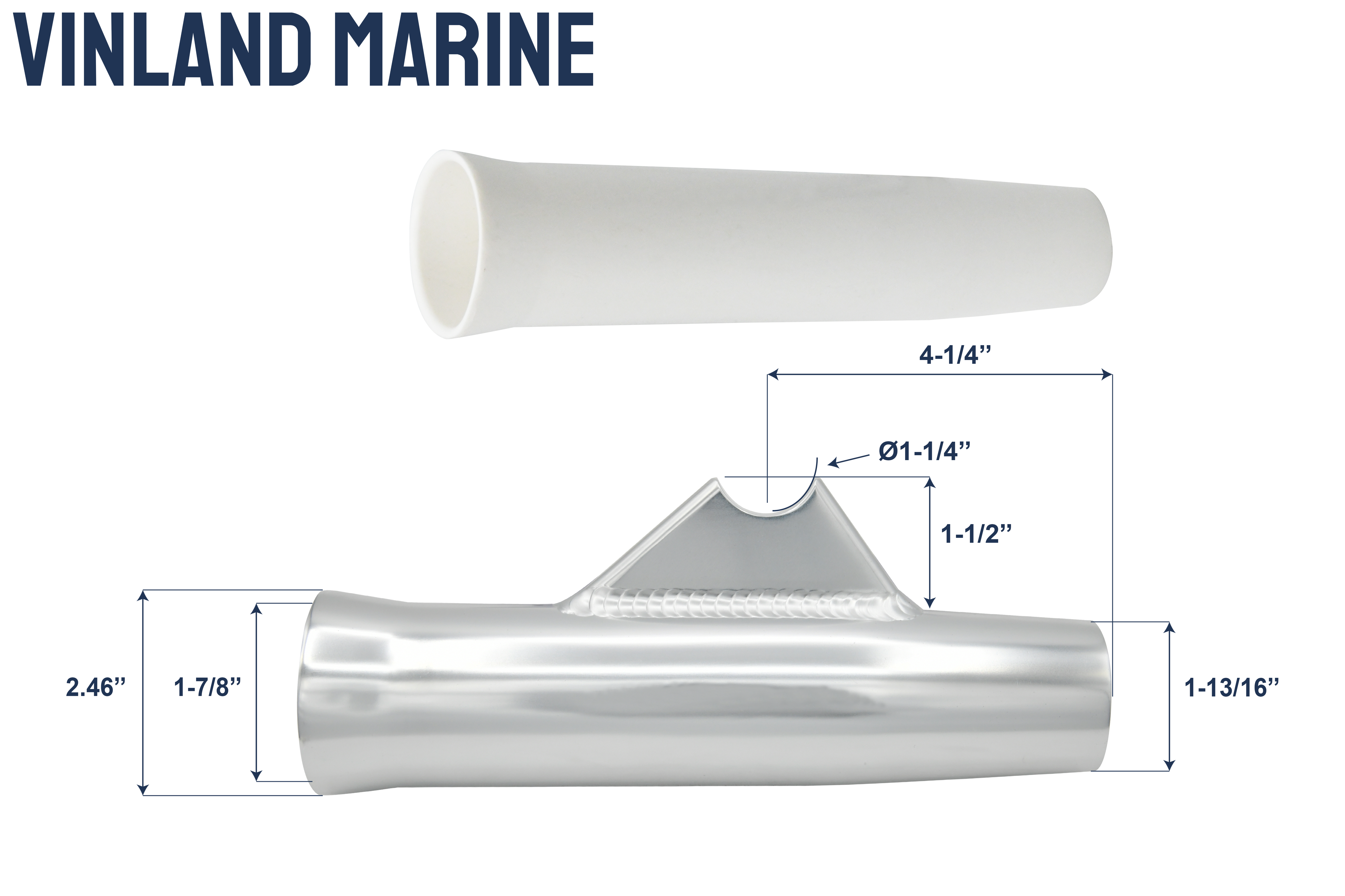 Aluminum Flared Weld-on Fishing Rod Holder w/PVC Liner