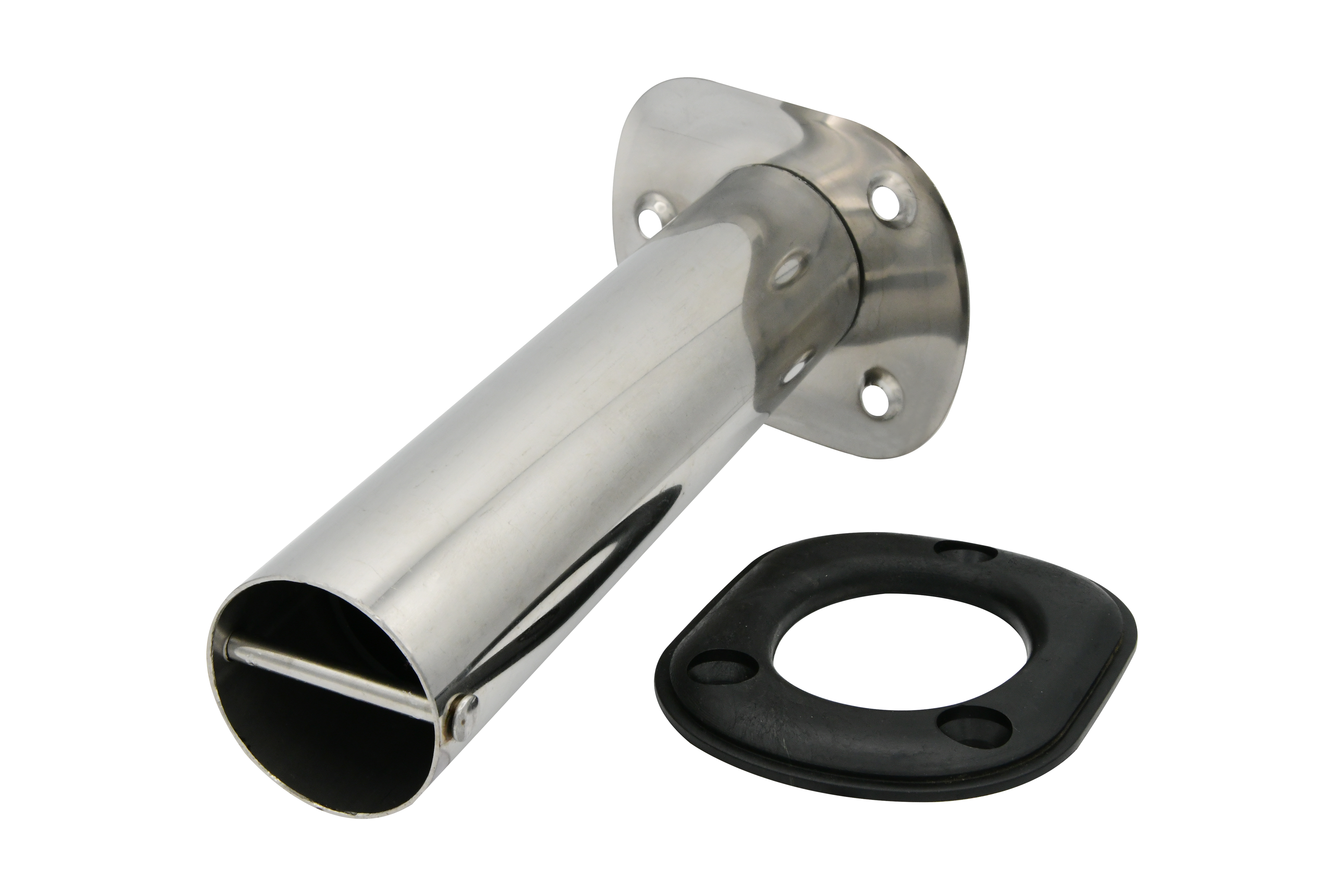 Stamped 304 Stainless Steel Angled Flush Mount Rod Holder with Lid