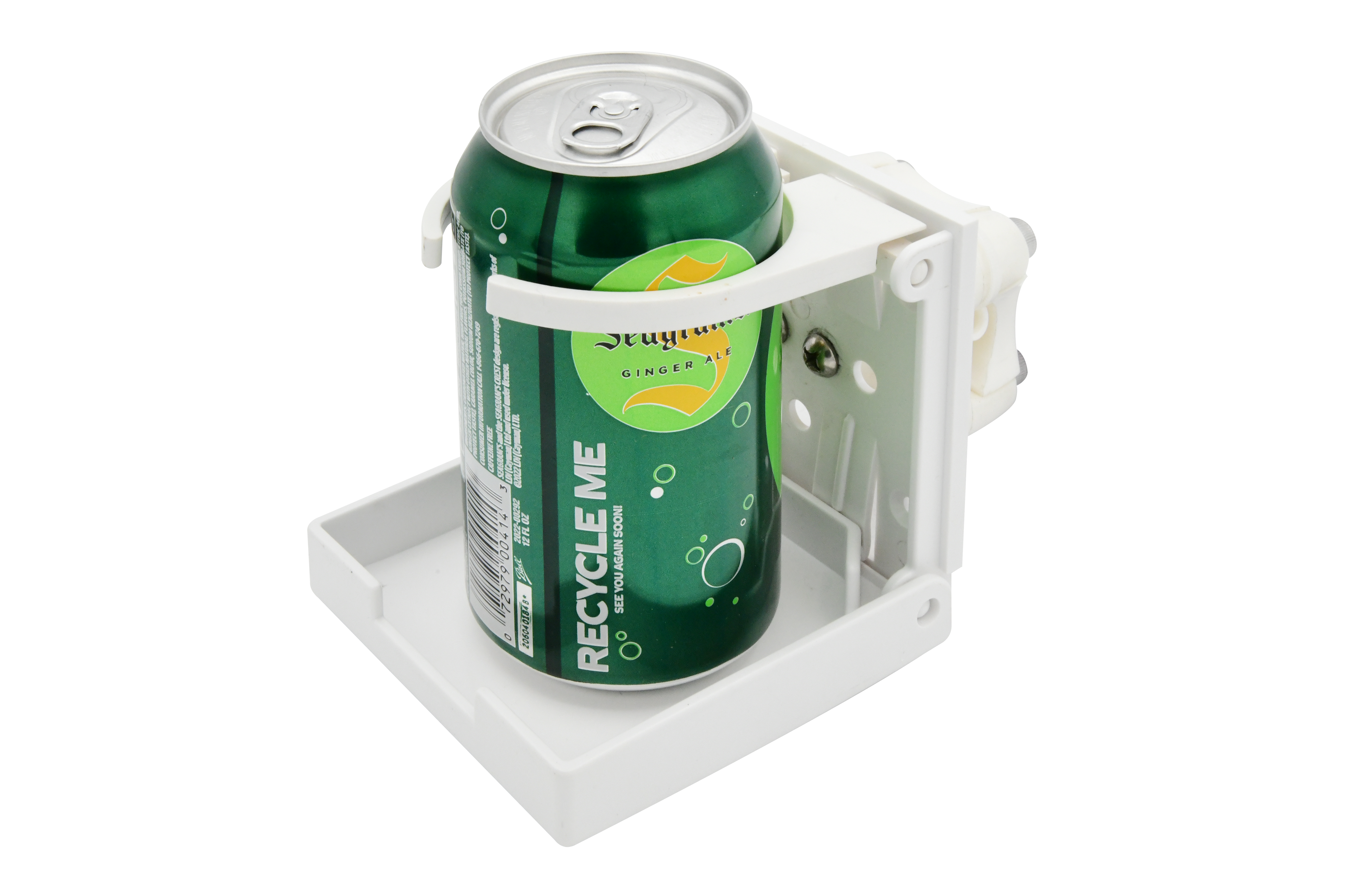 ABS White/Black Clamp-on Adjustable Foldable Compact Drink Holder with Clamp