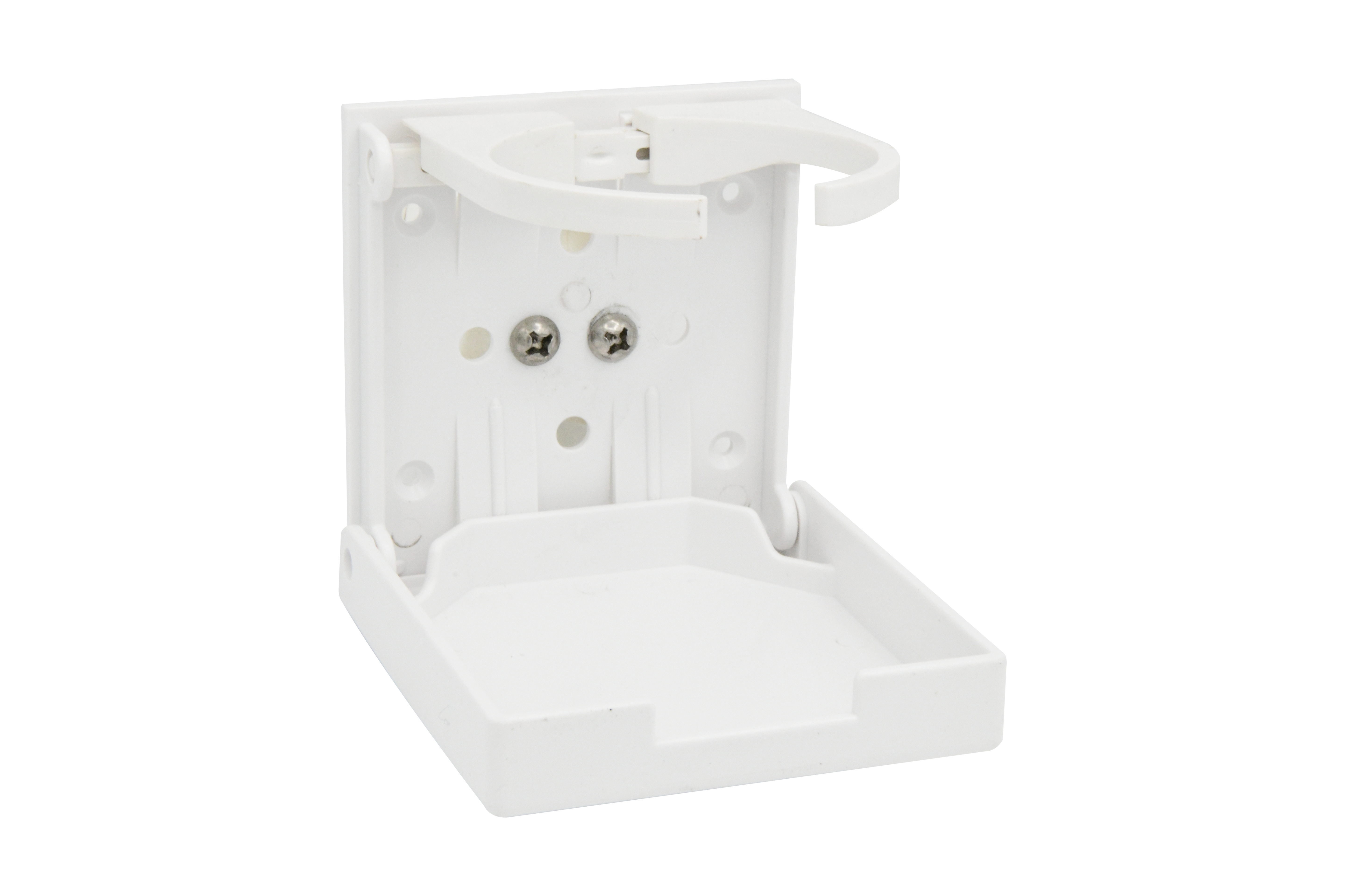 ABS White/Black Clamp-on Adjustable Foldable Compact Drink Holder with Clamp