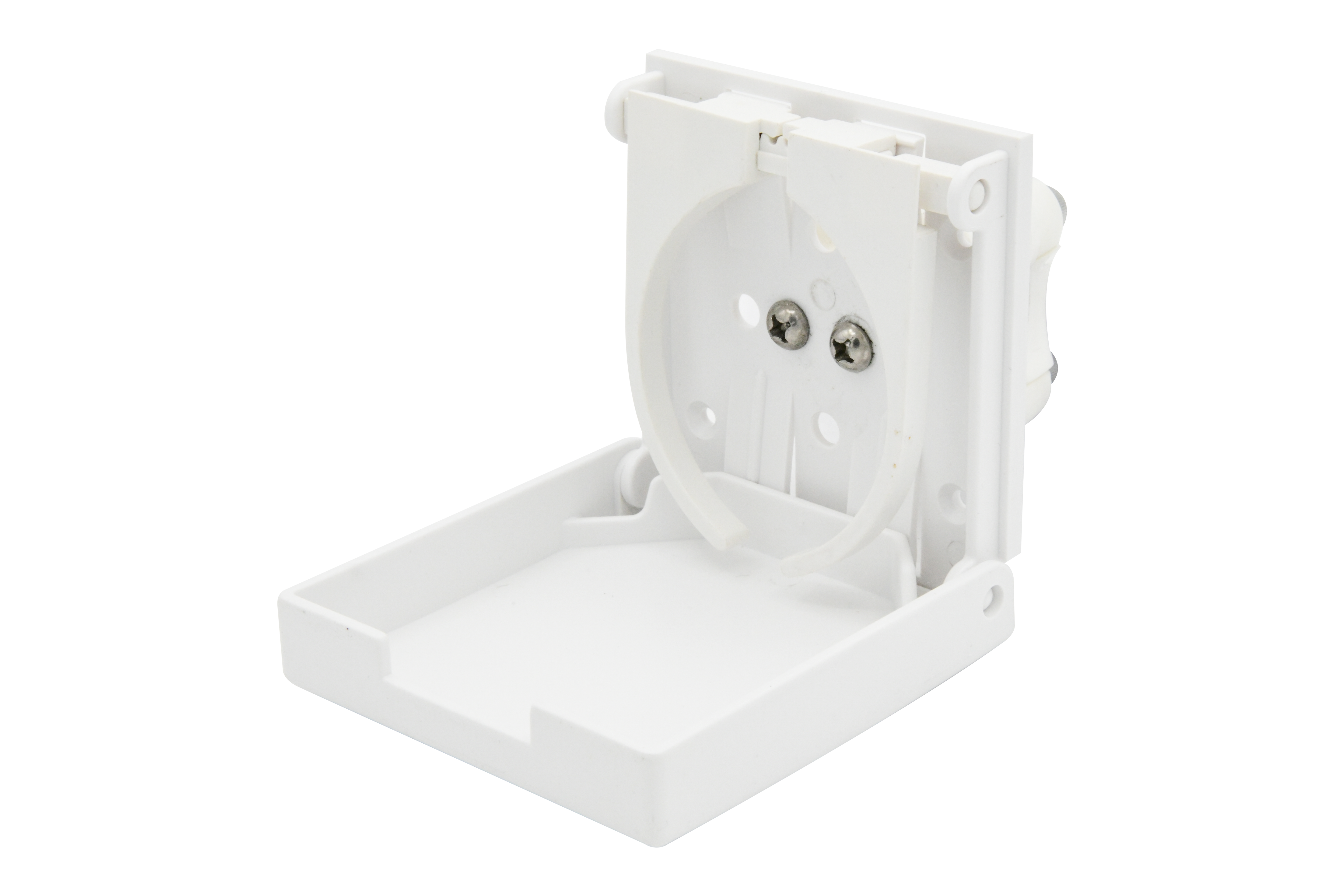 ABS White/Black Clamp-on Adjustable Foldable Compact Drink Holder with Clamp