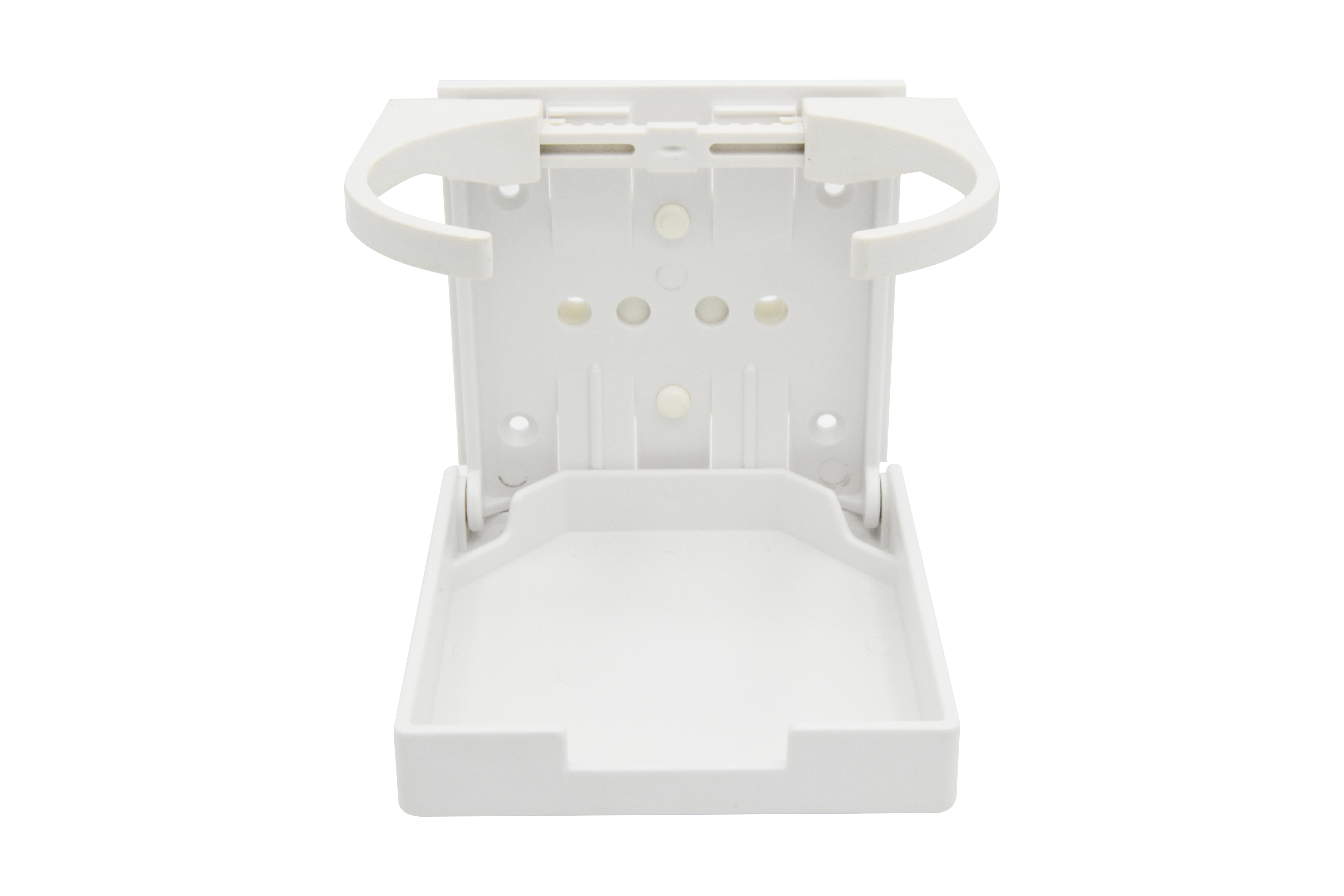 ABS White/Black Clamp-on Adjustable Foldable Compact Drink Holder with Clamp