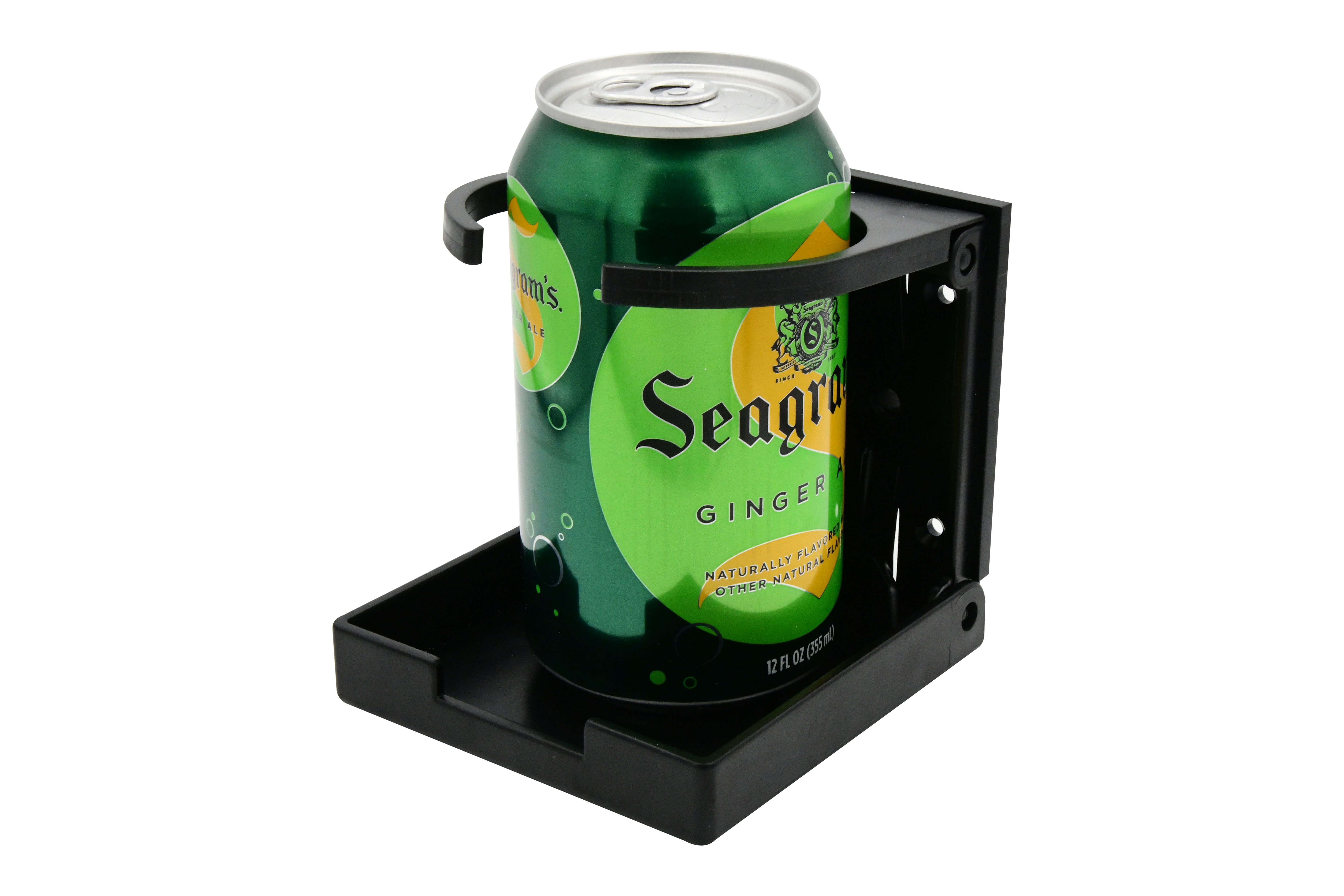 ABS White/Black Clamp-on Adjustable Foldable Compact Drink Holder with Clamp