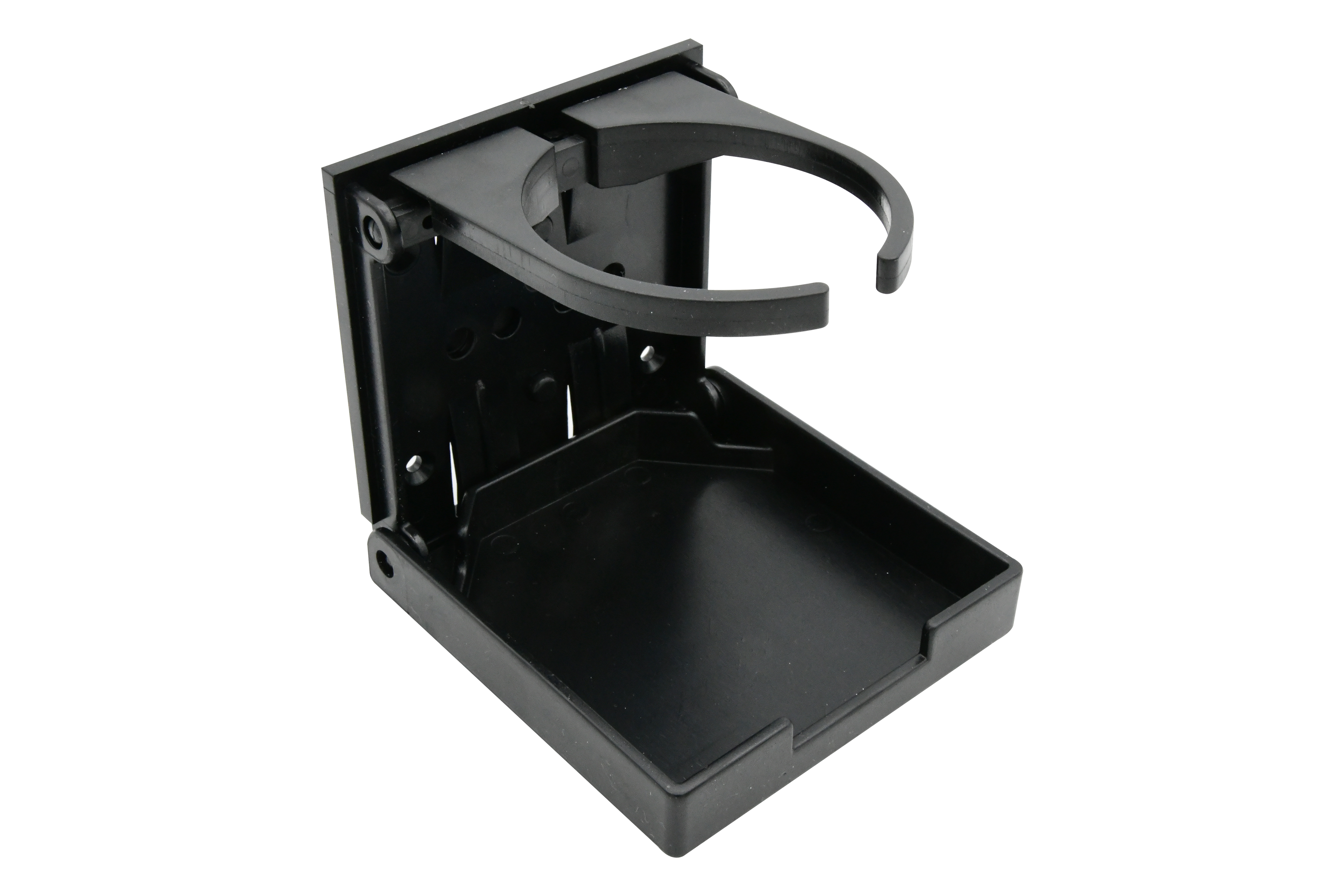 ABS White/Black Clamp-on Adjustable Foldable Compact Drink Holder with Clamp