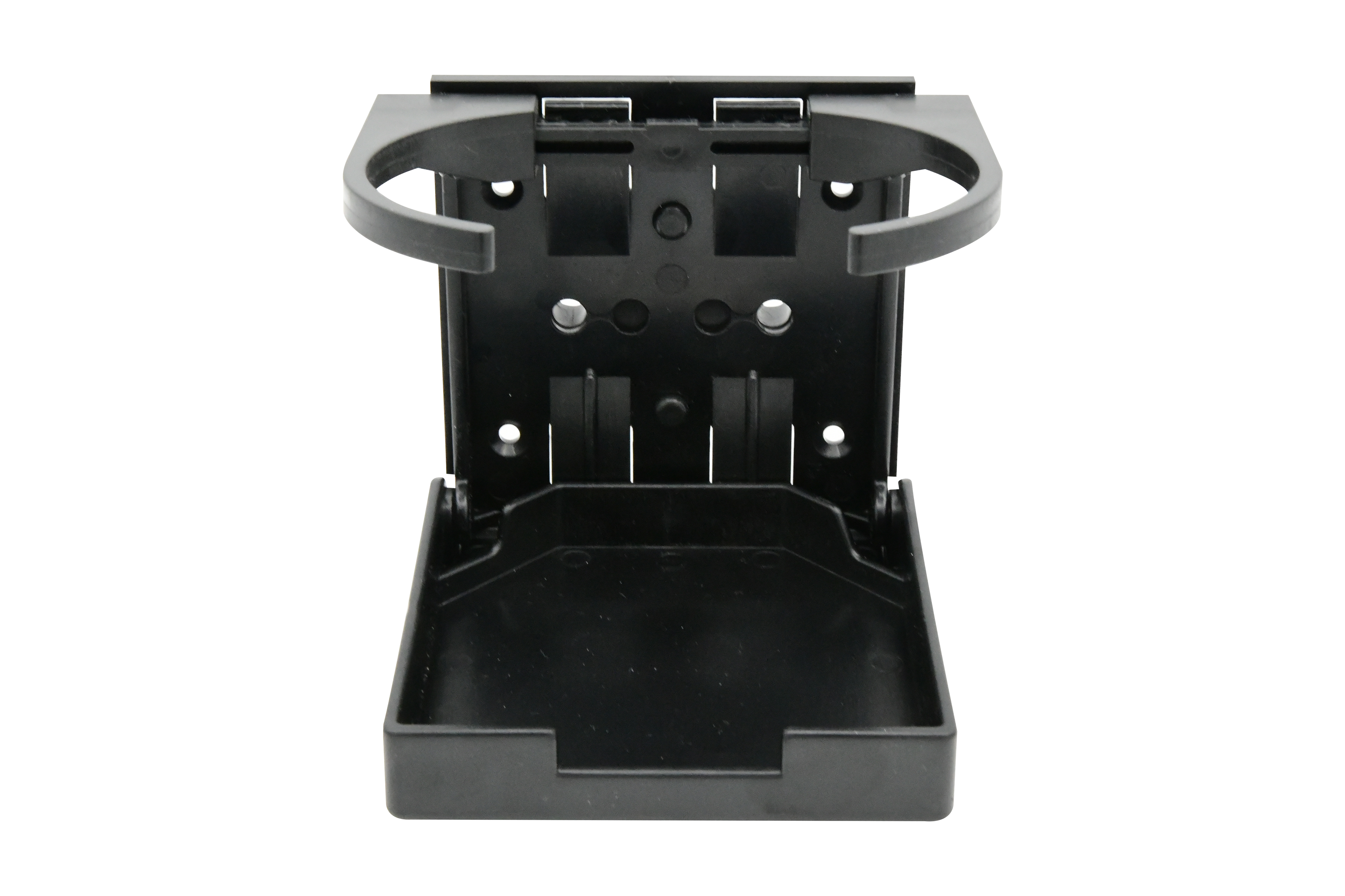 ABS White/Black Clamp-on Adjustable Foldable Compact Drink Holder with Clamp