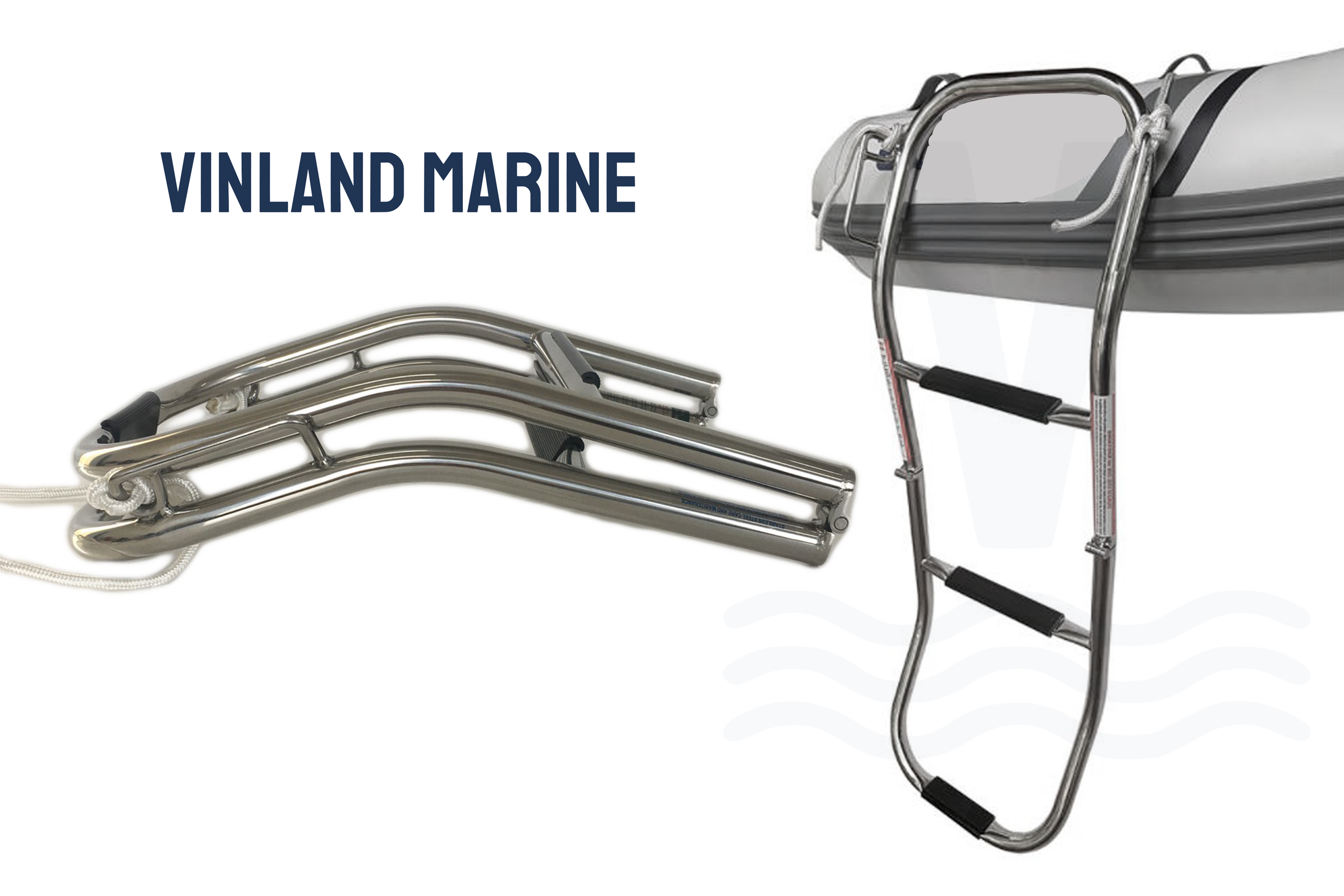 3-Step Folding Ladder for Inflatable Boats, Pontoons, and Dinghy