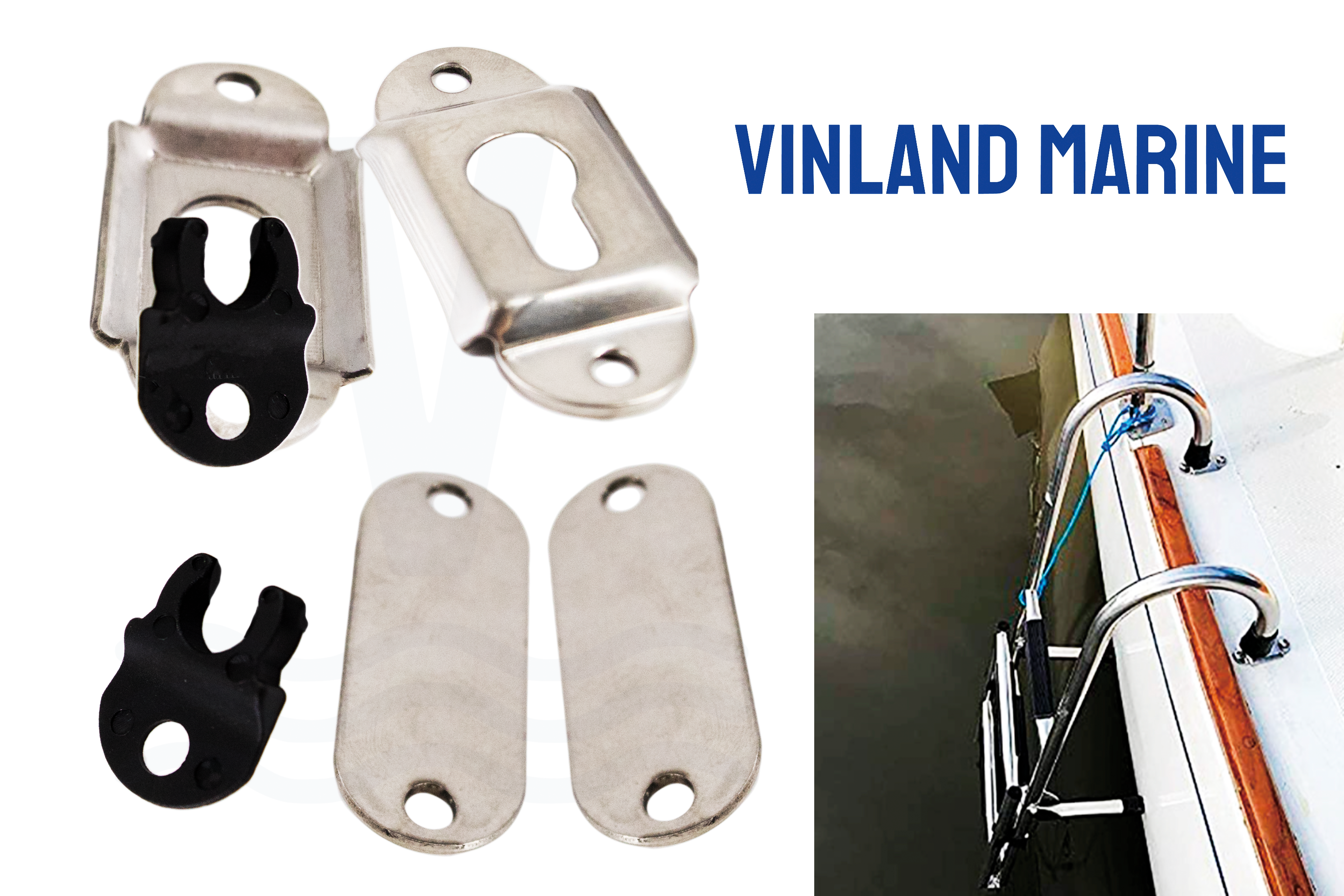 Vinland Marine Removable gunwale boat ladder brackets in use 2