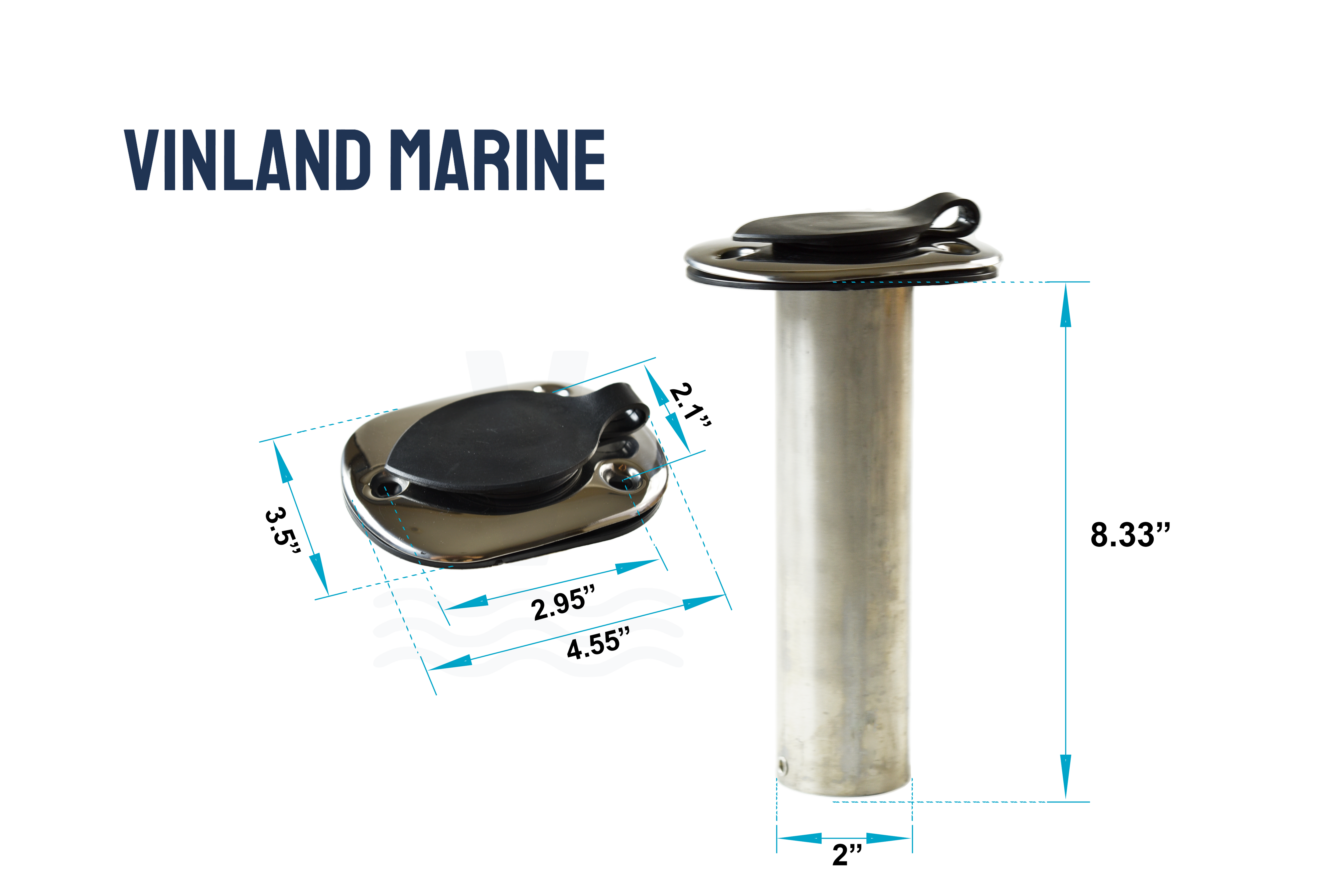 Stamped 304 Stainless Steel Angled Flush Mount Rod Holder with Lid