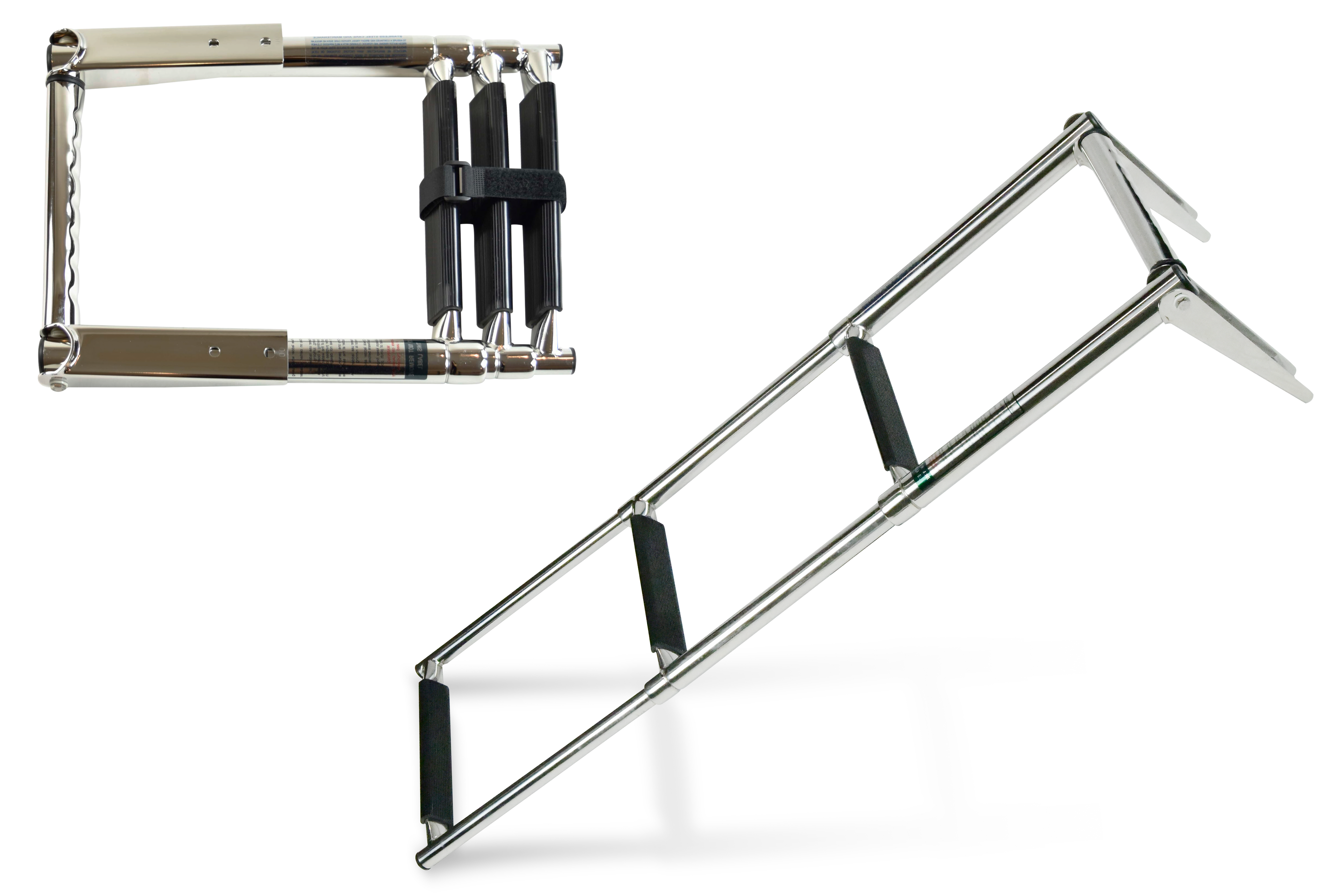 Vinland Marine Over Platform 3-step Telescoping Ladder 304 Stainless Steel with Grab Rail Safety Boarding