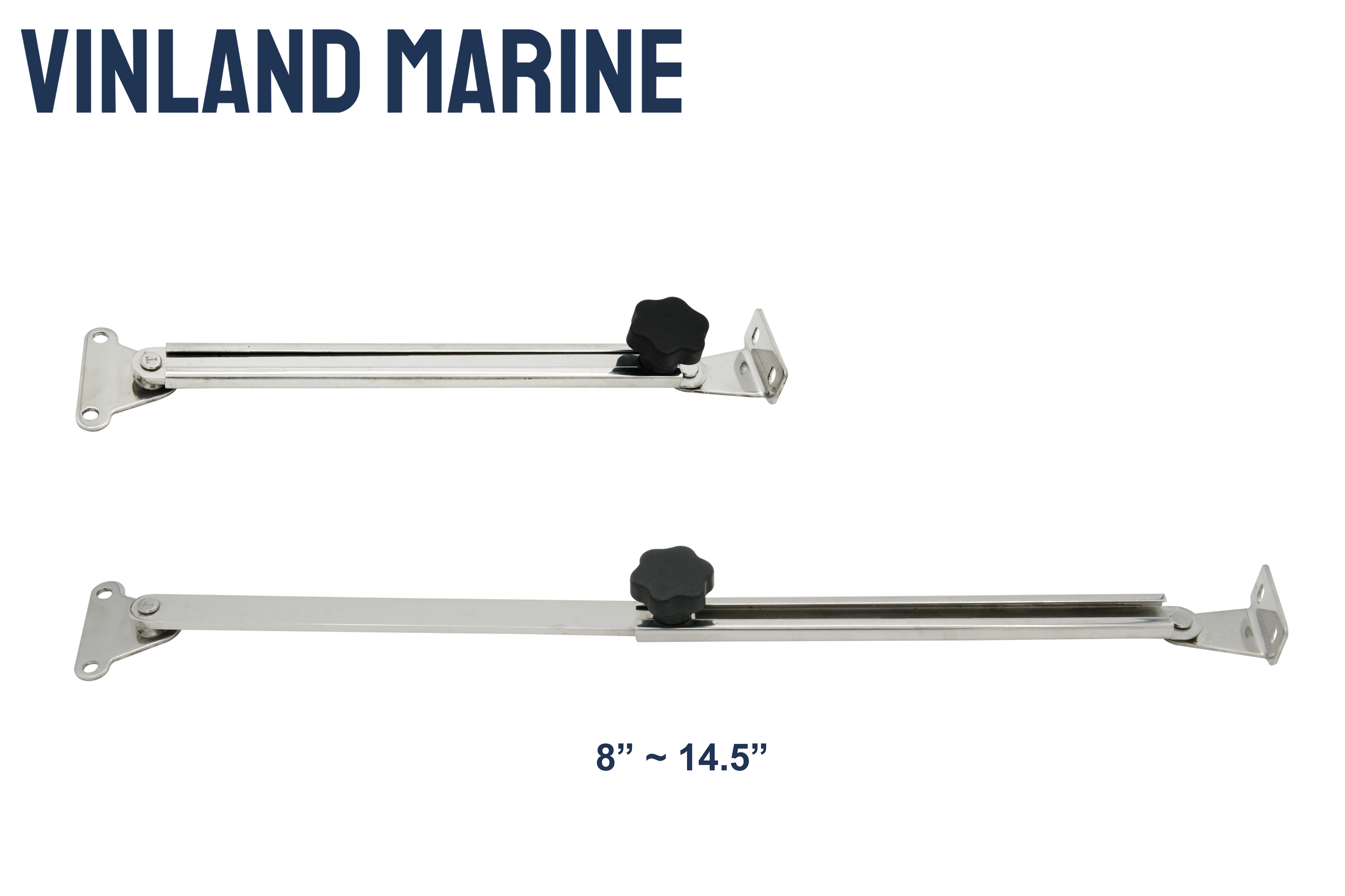 Vinland Marine 304SS Adjustable Hatch Support Arm 8”~14.5” Dimensions View (S4218P)