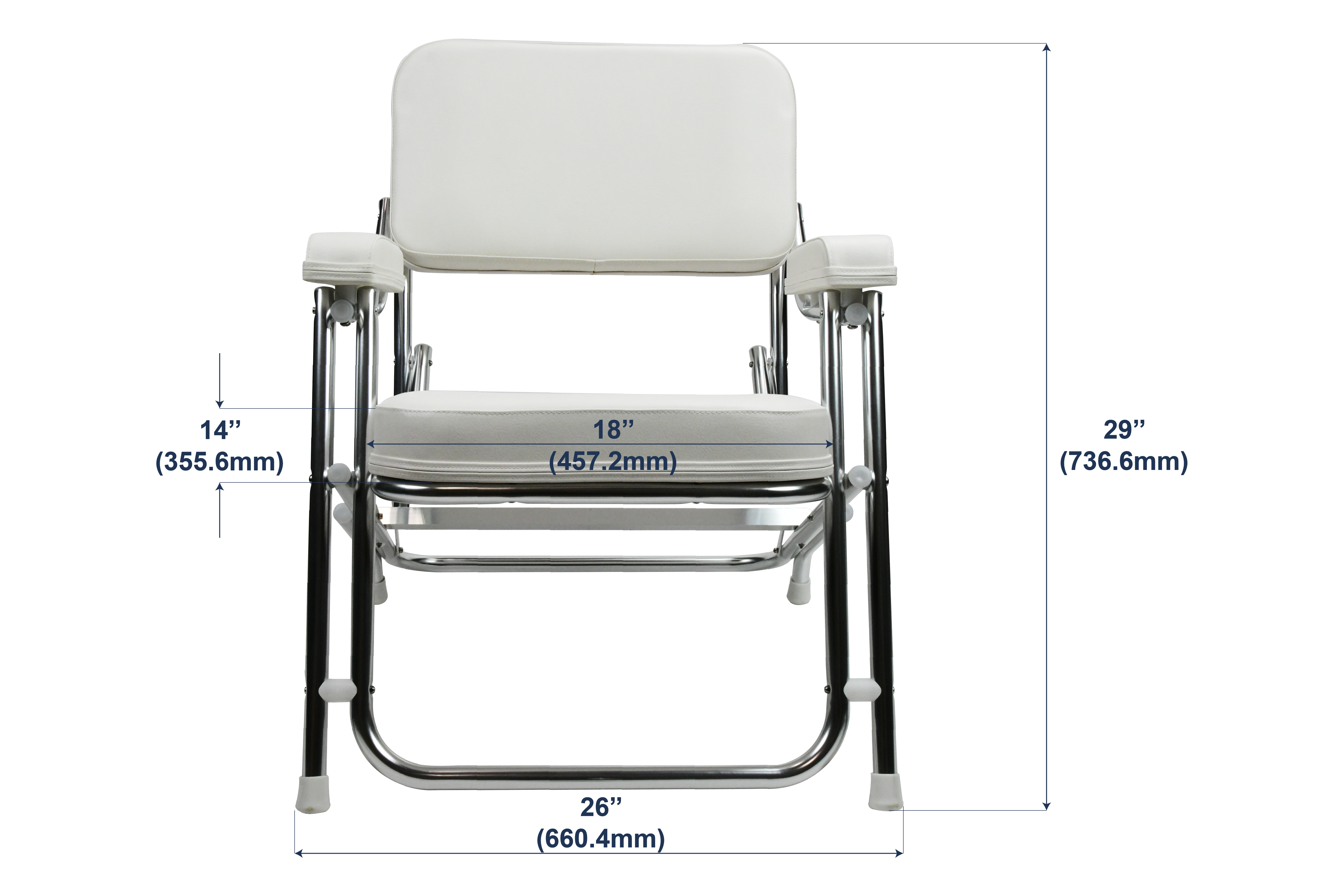Vinland Marine 304 Stainless Steel Foldable Deck Chair dimensions