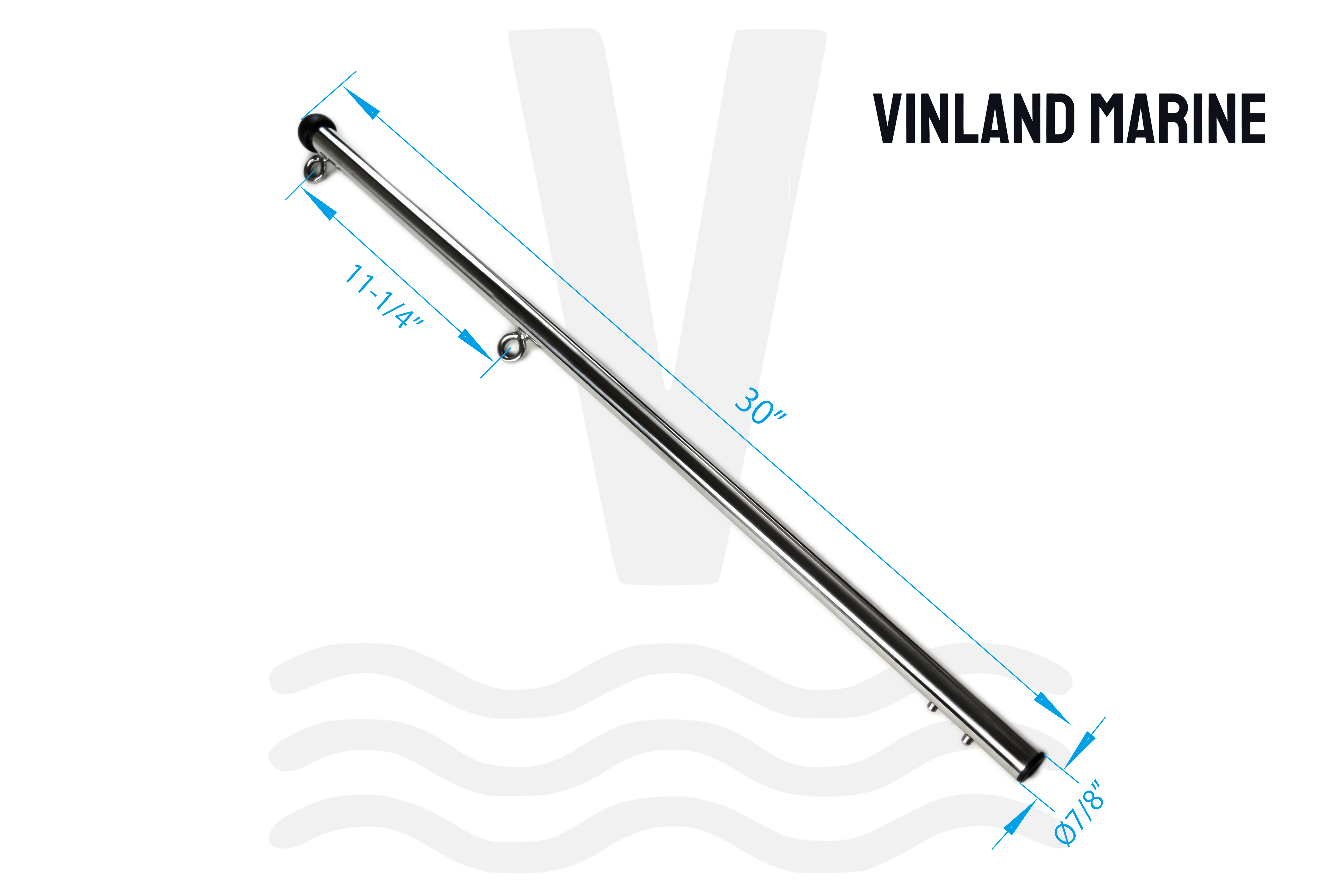 Vinland Marine 30" Welded Fixed Ring Quick Release Flagpole Dimensions View (T463930N)