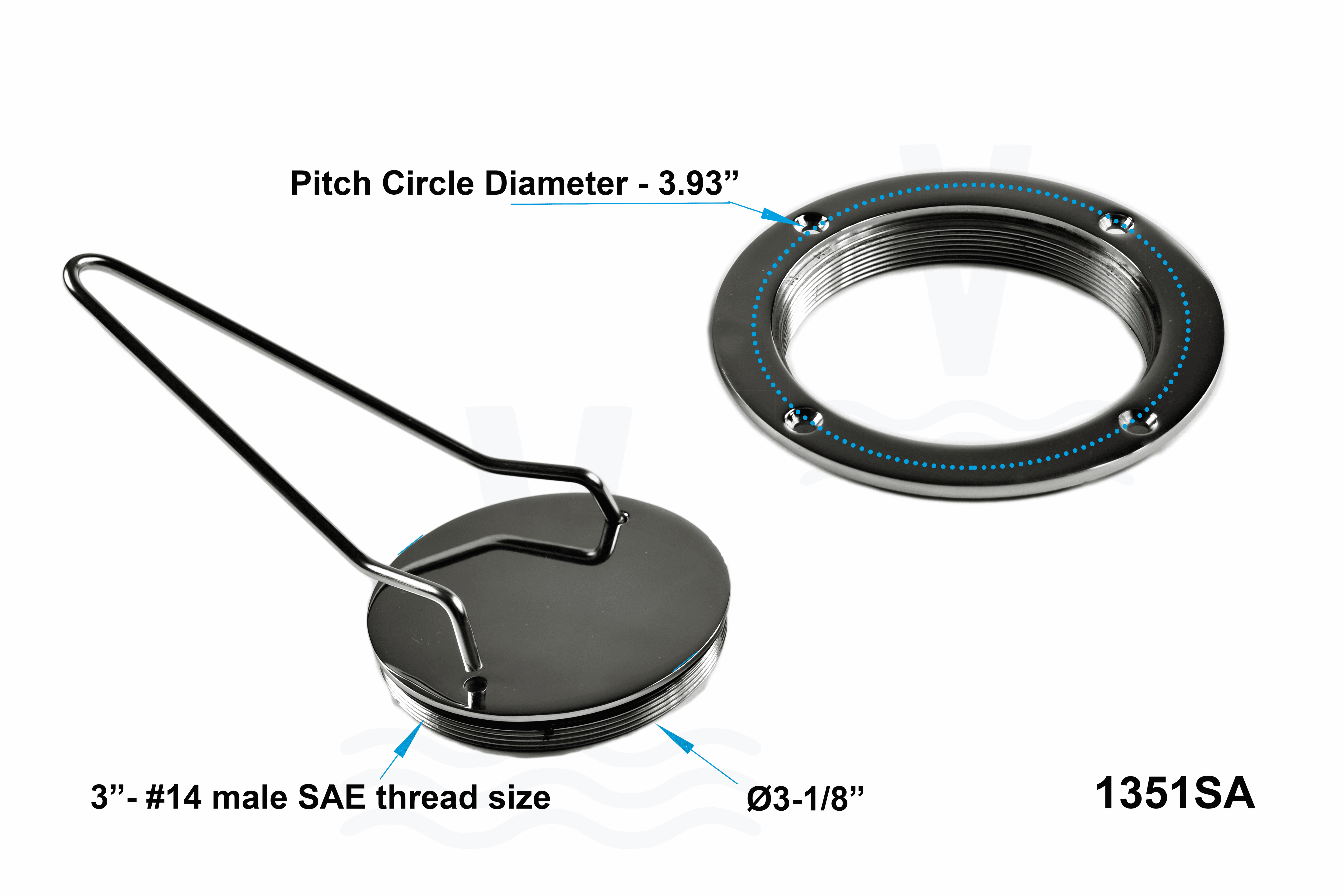 Vinland Marine 316SS Ø3" Deck Plate Dimensions View (S4964A)