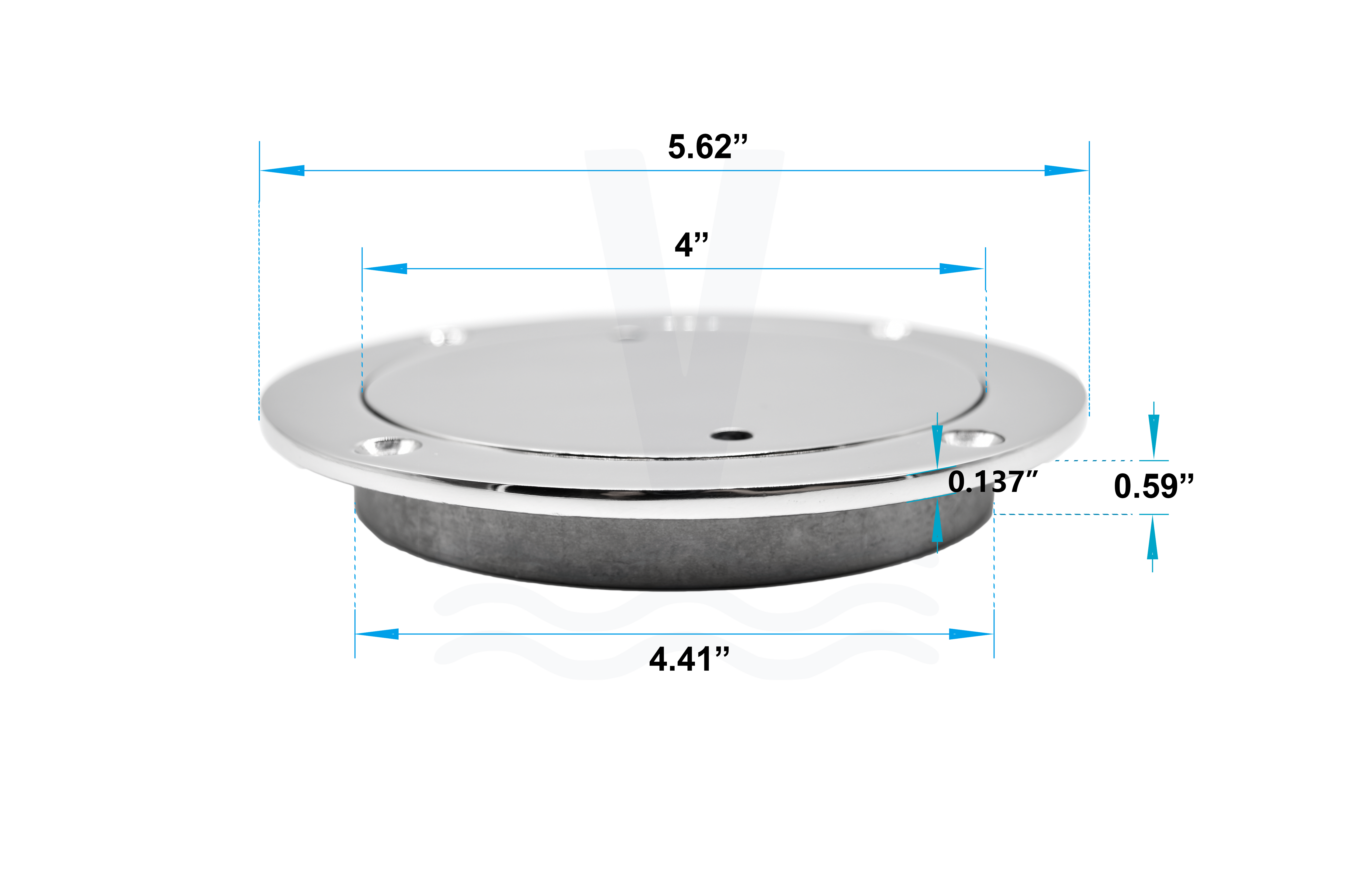 Vinland Marine 316SS Ø4" Deck Plate Dimensions View (S4904A)