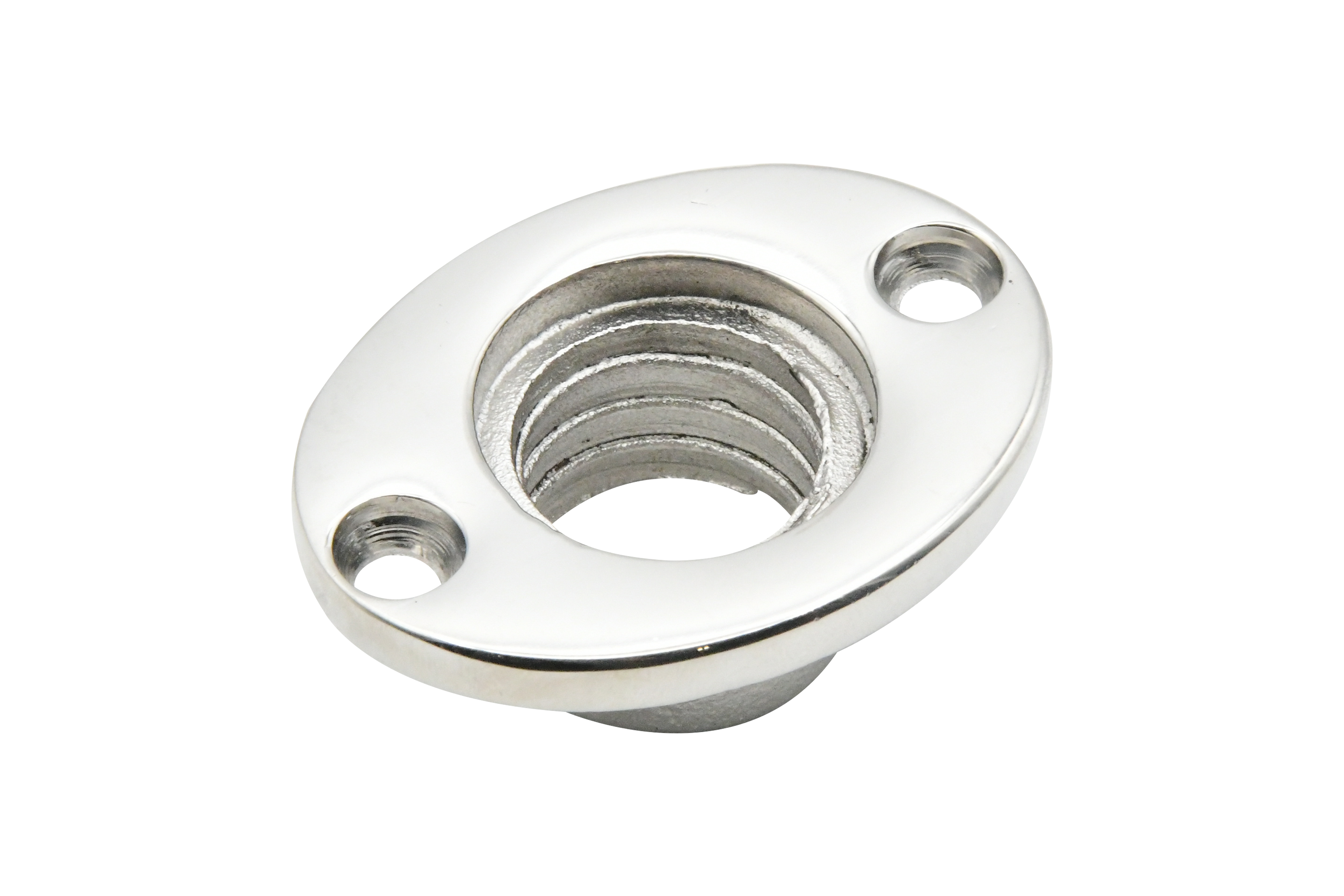 Vinland Marine 316SS Oval Flange Receiver w/Black Nylon Drain Plug, Oval Flange Only (S4834AP)