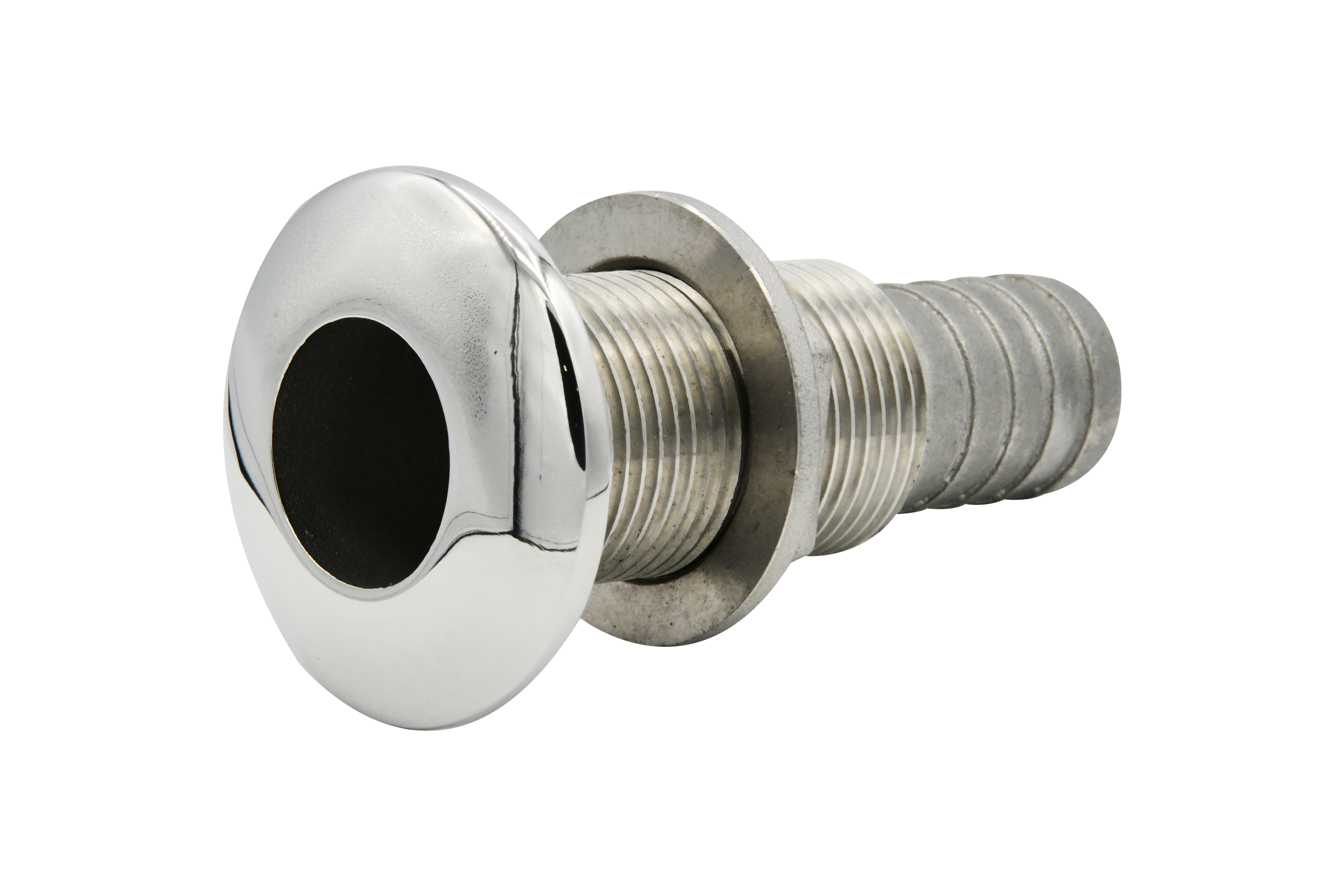 Vinland Marine 316SS Thru-Hull Fitting Hose Ø1”; Thread 1”-11.5NPS Laid Flat View (S4858A)