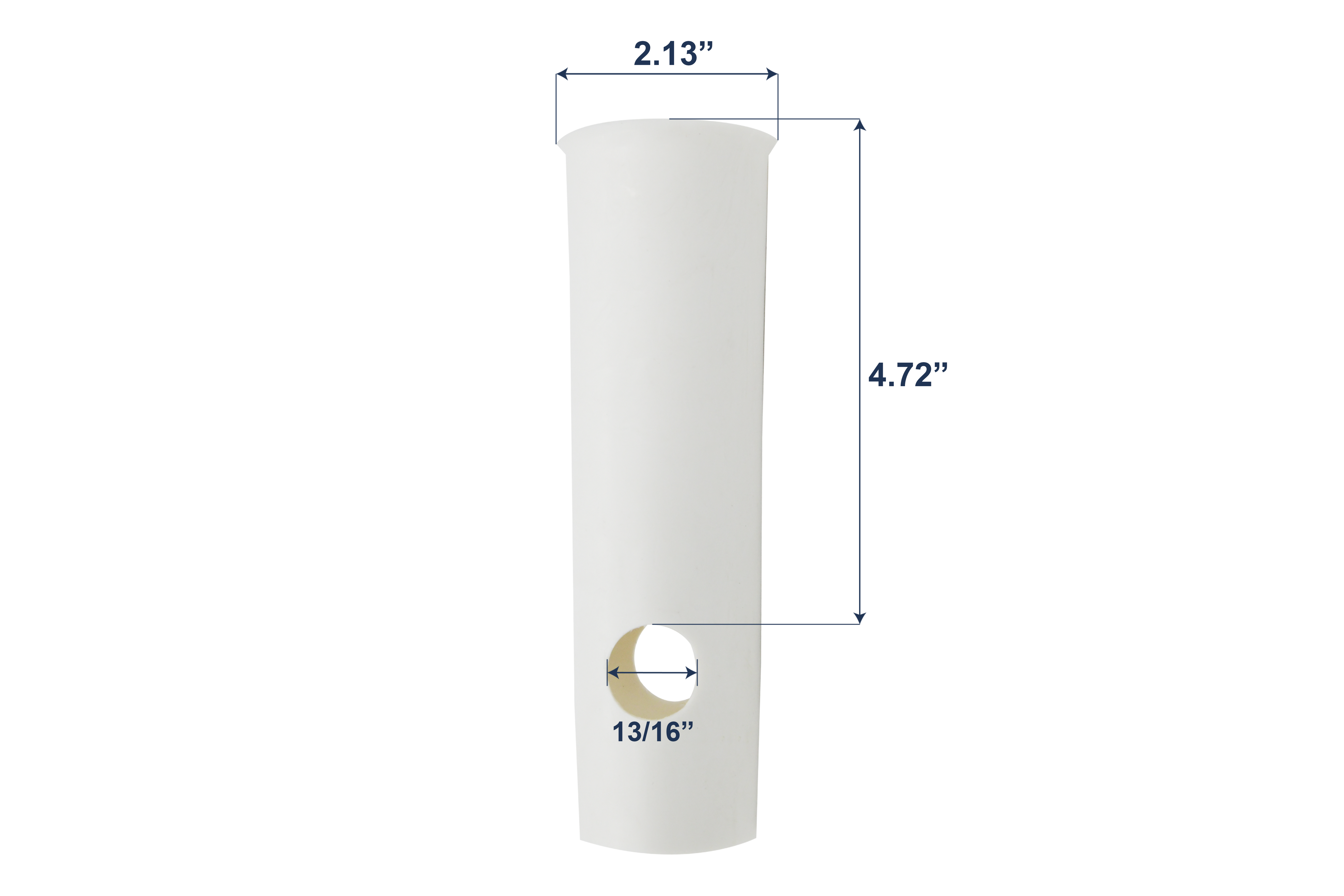 Vinland Marine 7" Rod Holder Insert Liner for Flared, Clamp-On Holders, with Cut-Out Hole Dimensions View (P4625S)