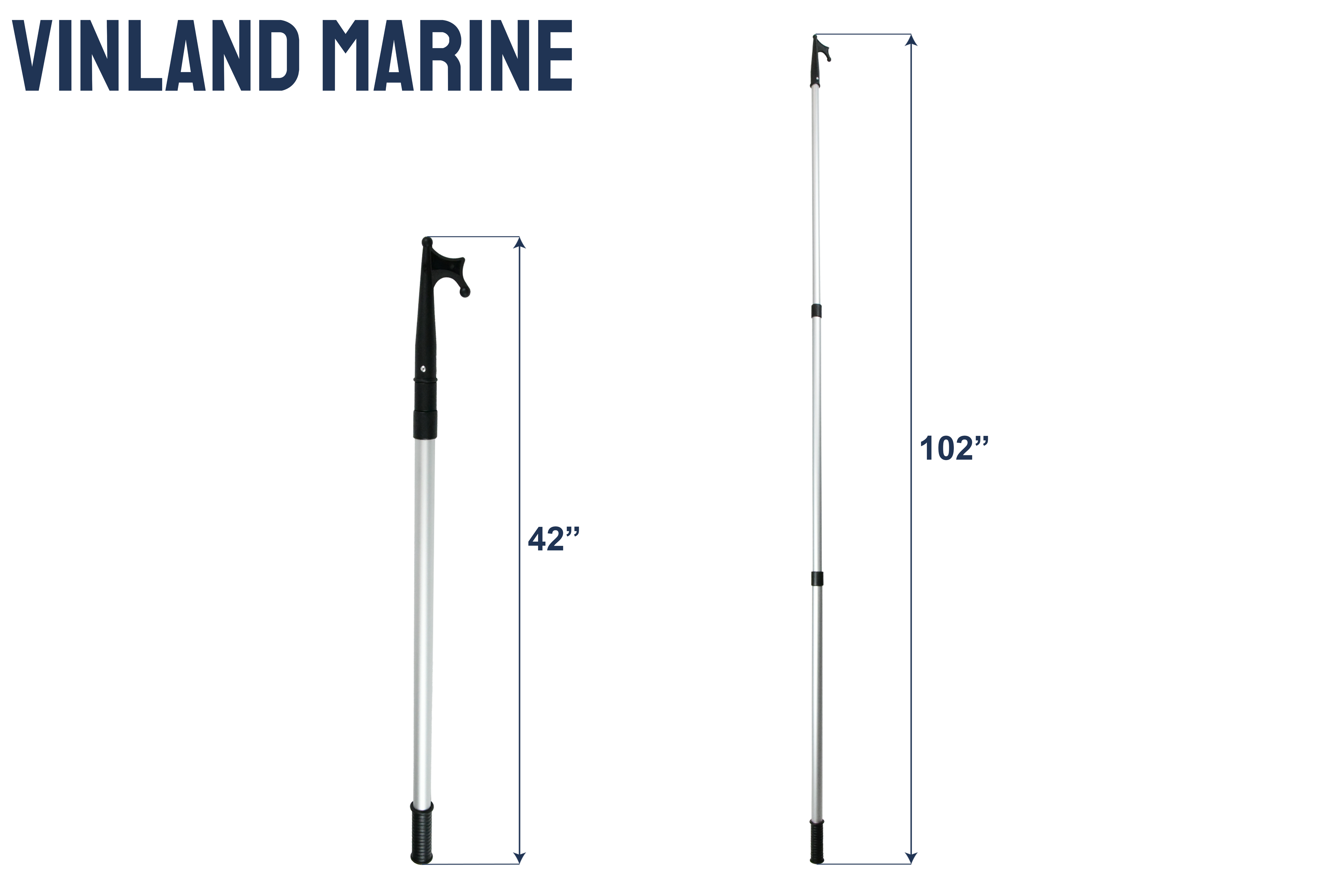 Vinland Marine Adjustable Length 3-Section Telescoping Boat Hook 42"~102" Dimensions View 2 (A48363)