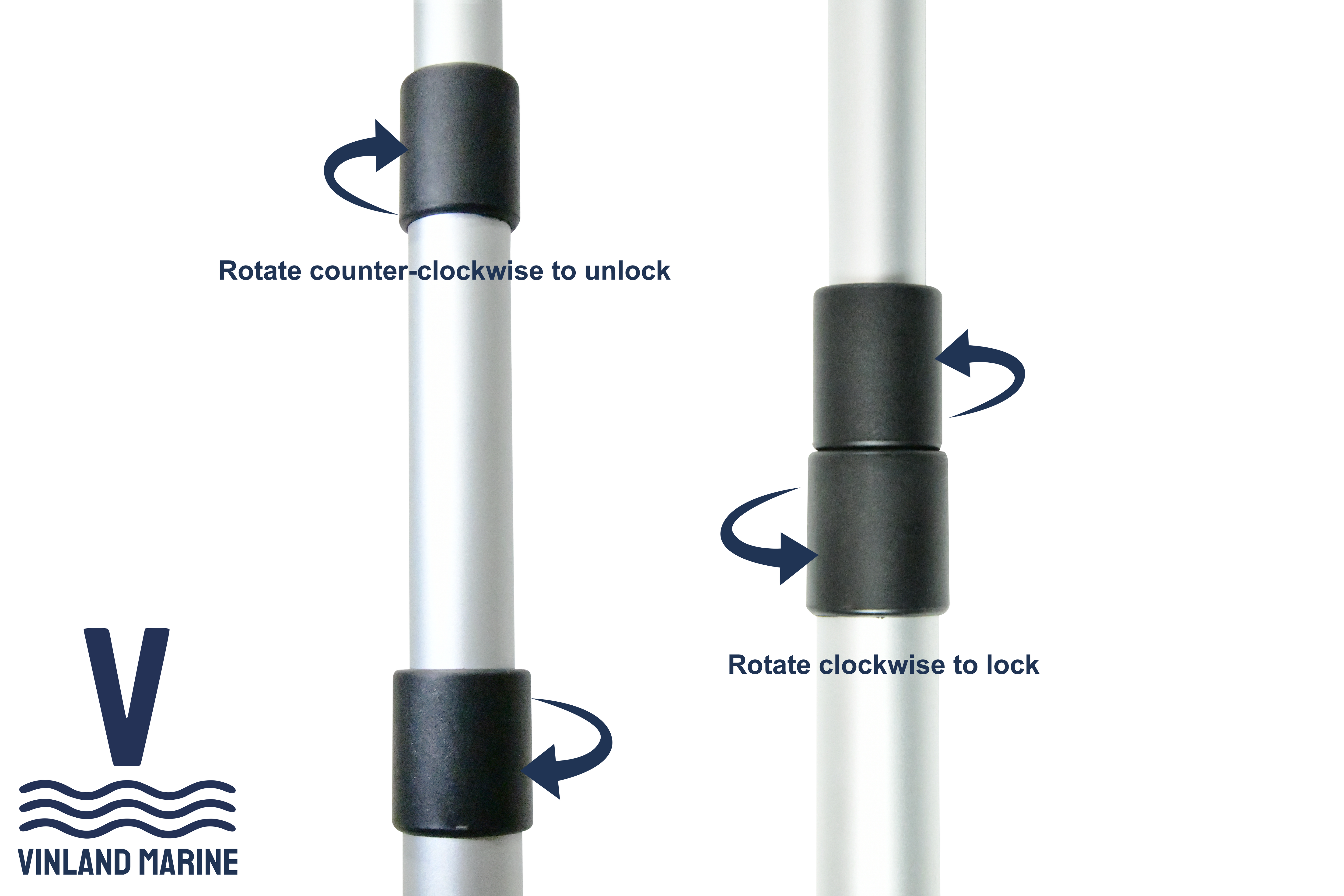 Vinland Marine Adjustable Length 3-Section Telescoping Boat Hook 42"~102" Usage Demonstration (A48363)