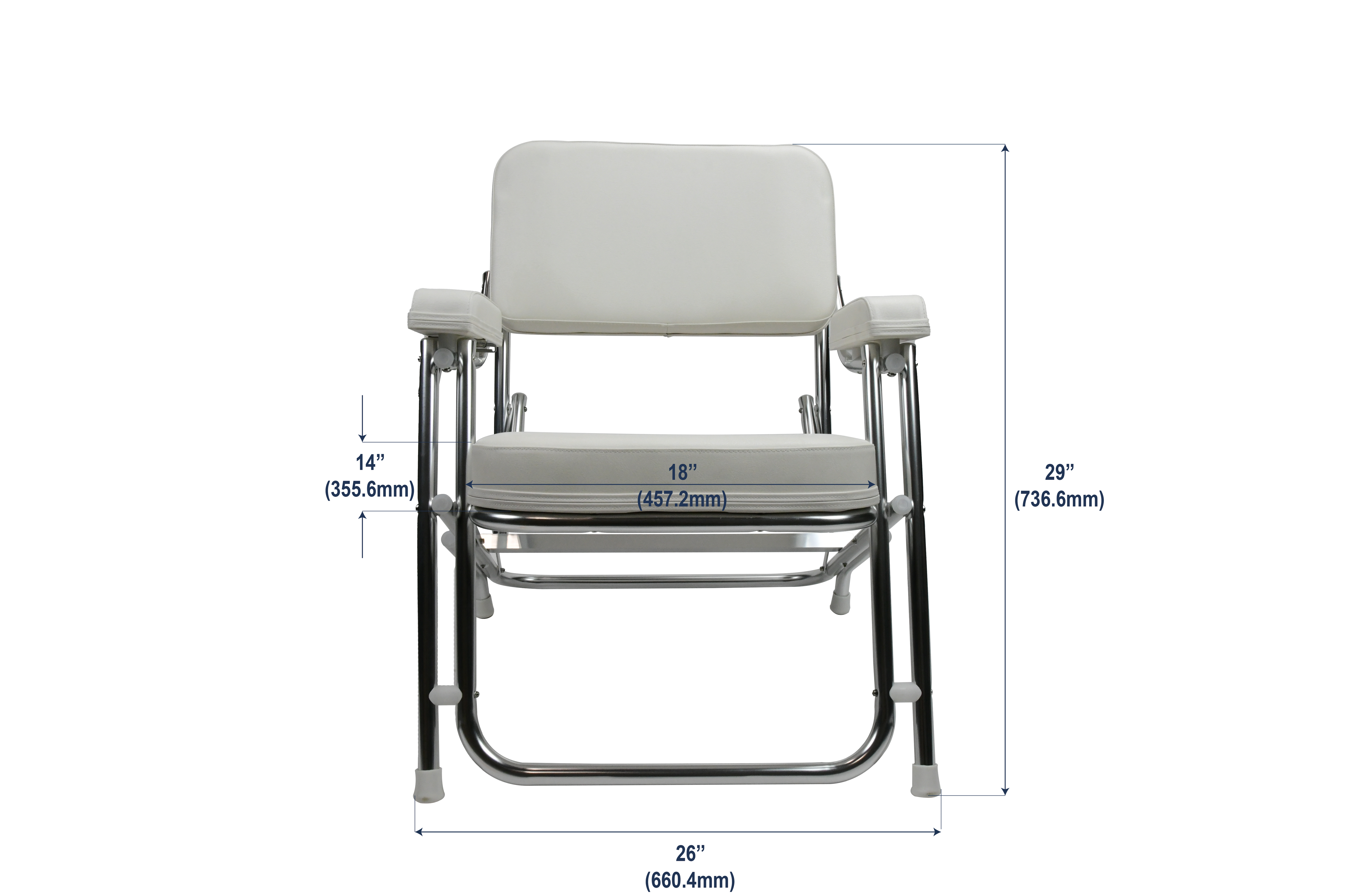 Vinland Marine Aluminum Folding Deck Chair dimensions