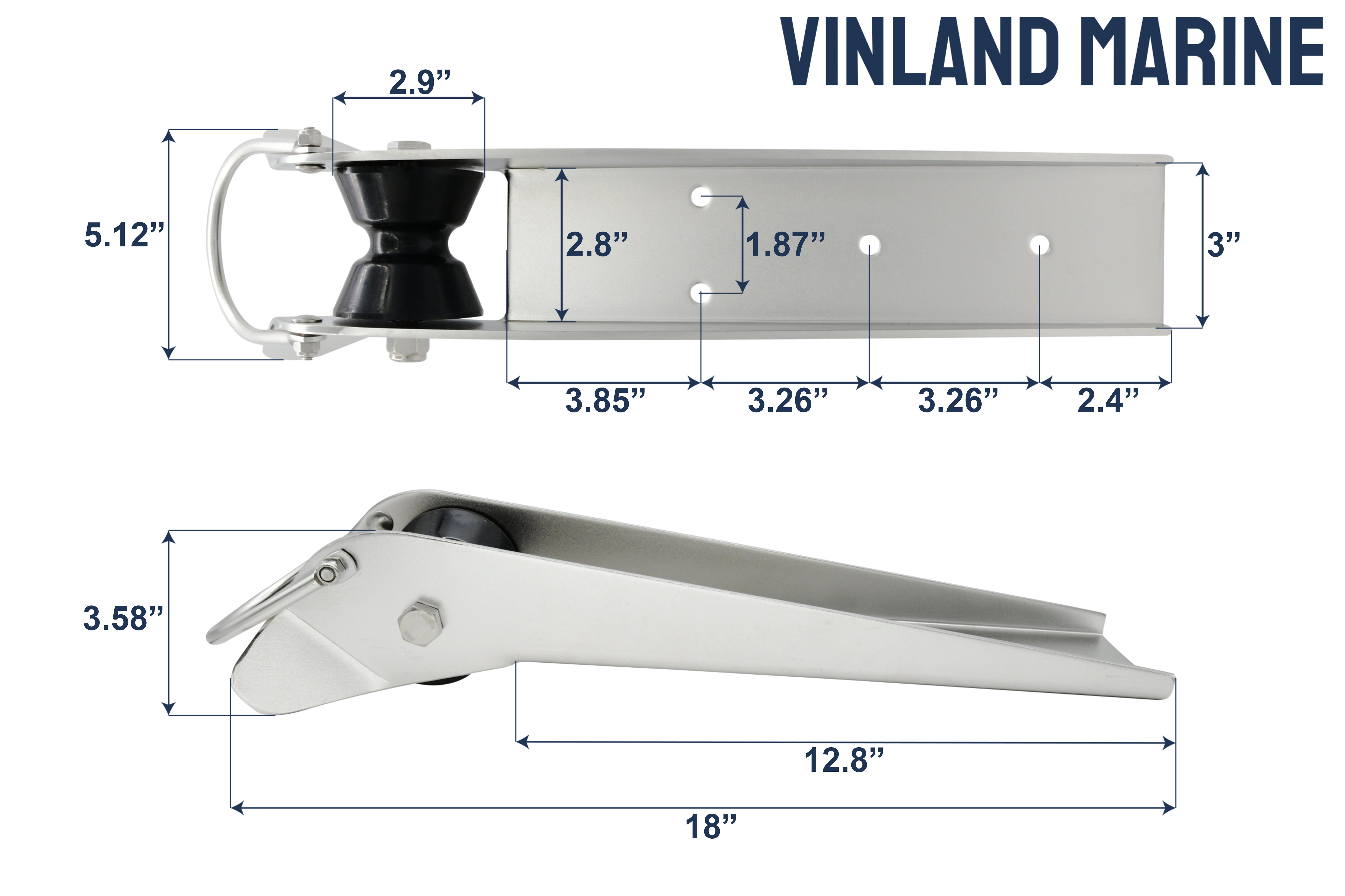 Vinland Marine Anchor Roller DImensions