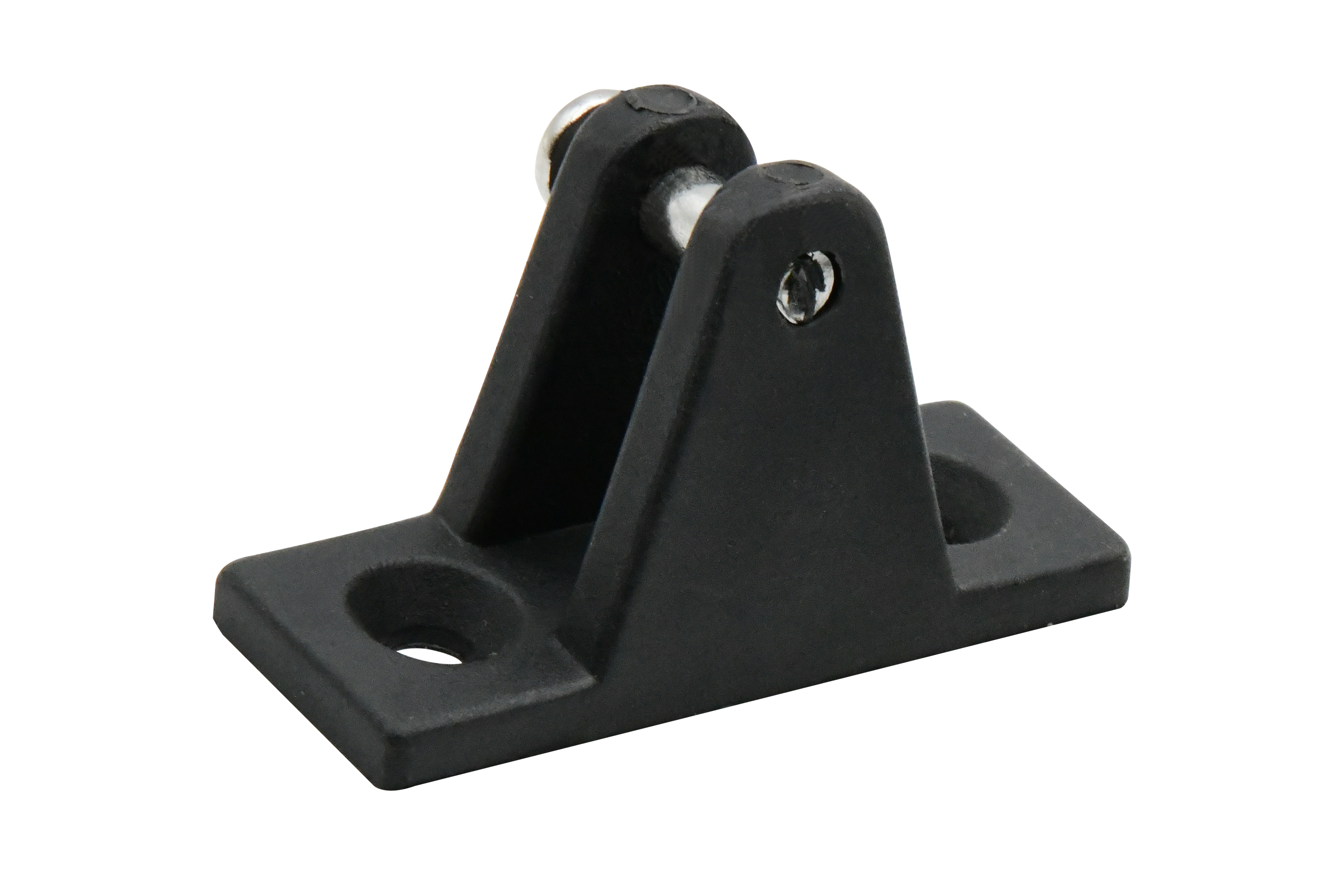 Vinland Marine Black Nylon Deck Hinge Angled Base 80°; Base width 7/8" Rear View (P4802)
