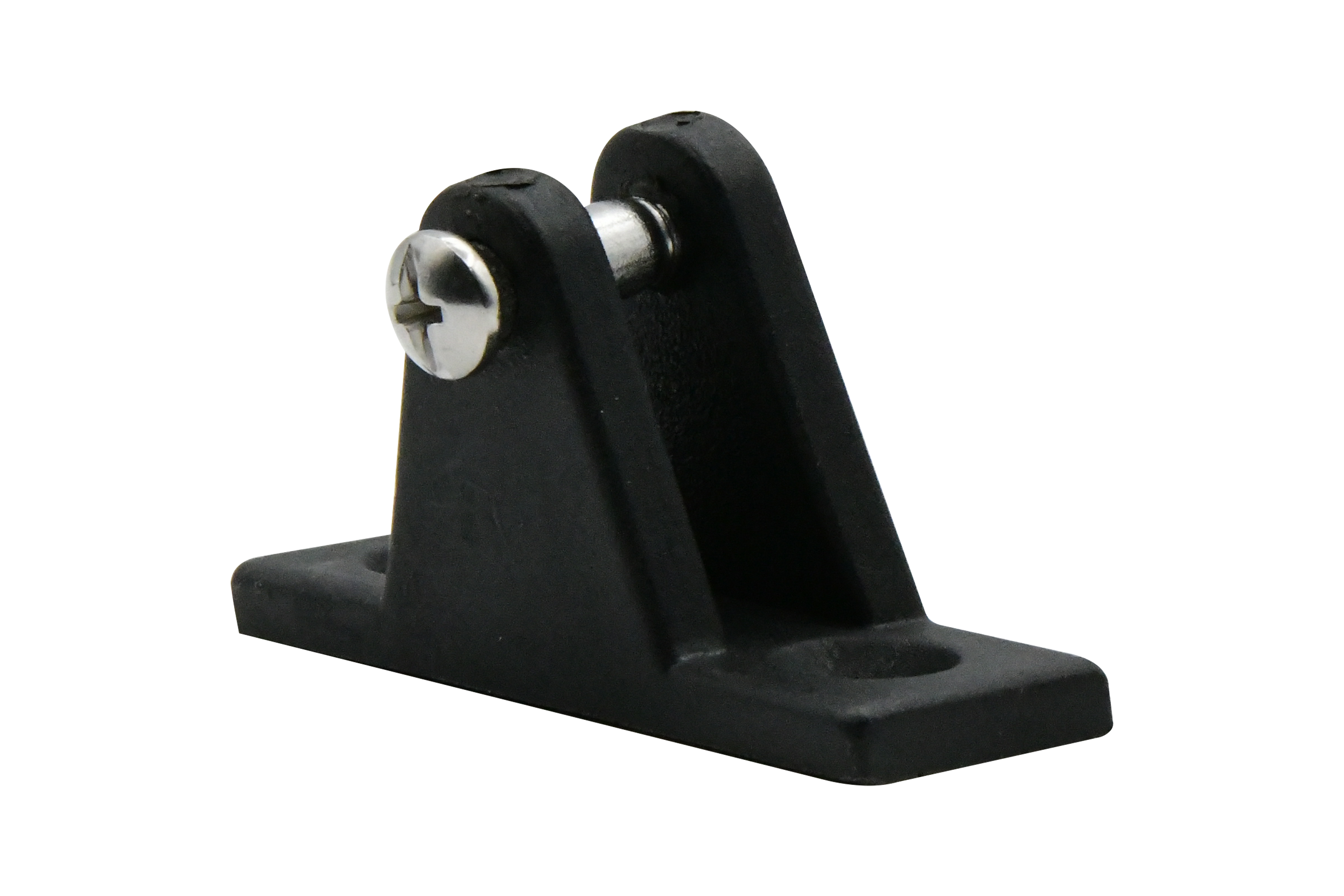 Vinland Marine Black Nylon Deck Hinge Angled Base 80°; Base width 7/8" Side View (P4802)