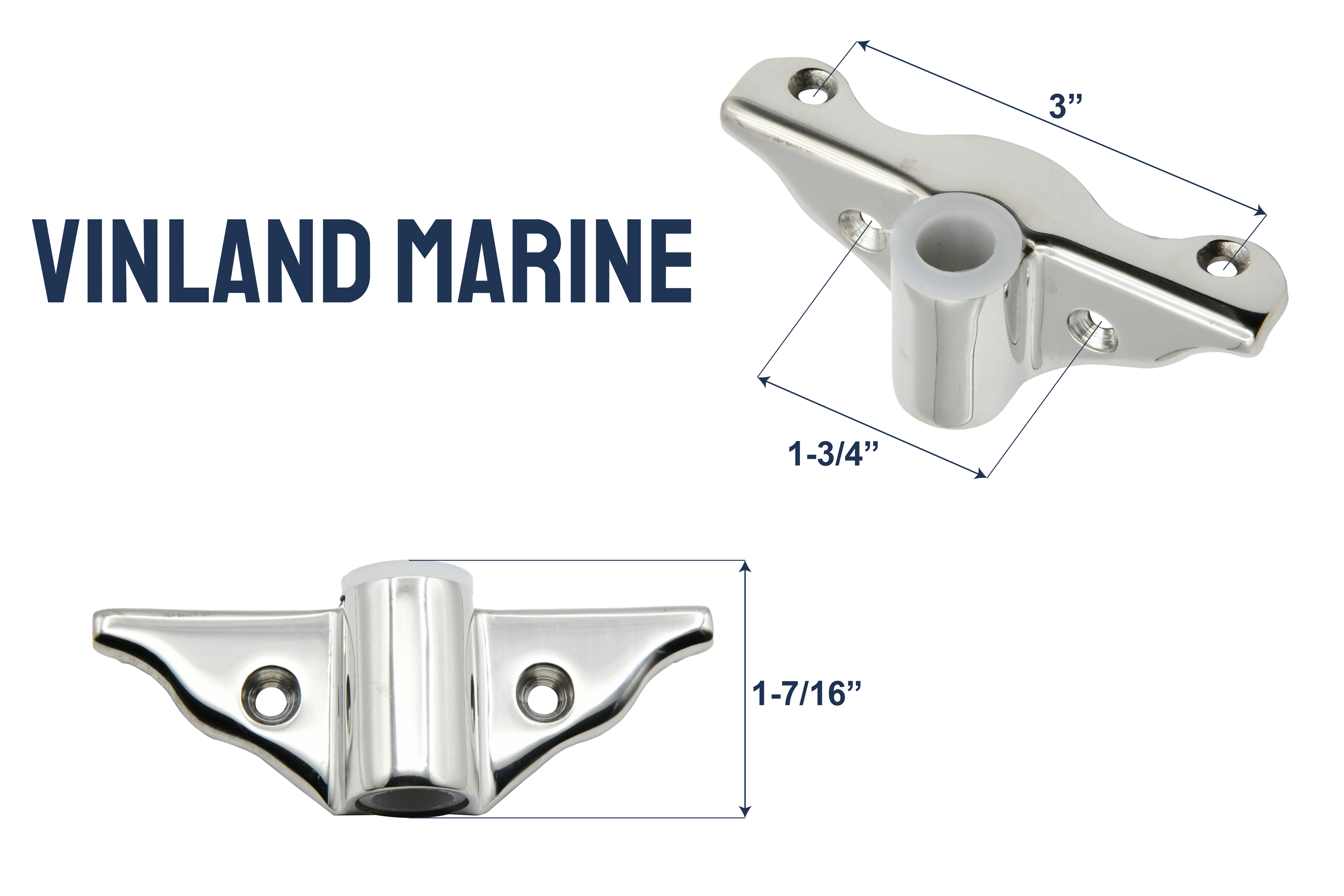 Vinland Marine Edge mount Oar lock Socket Dimensions View (S4432A)