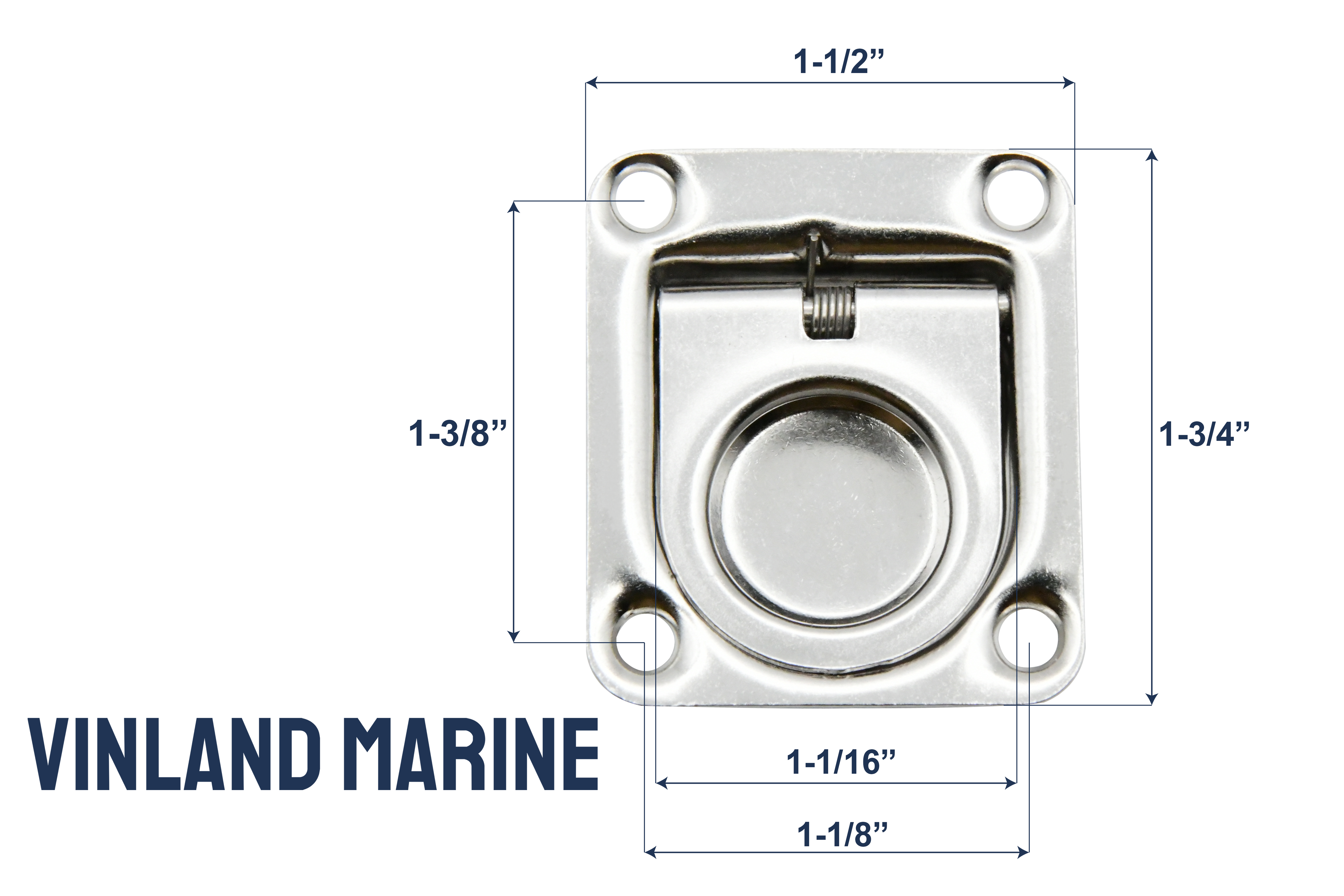Vinland Marine Flush Lift Snap Handle W 1-1/2”; L 1-3/4” Dimensions View (S4870)