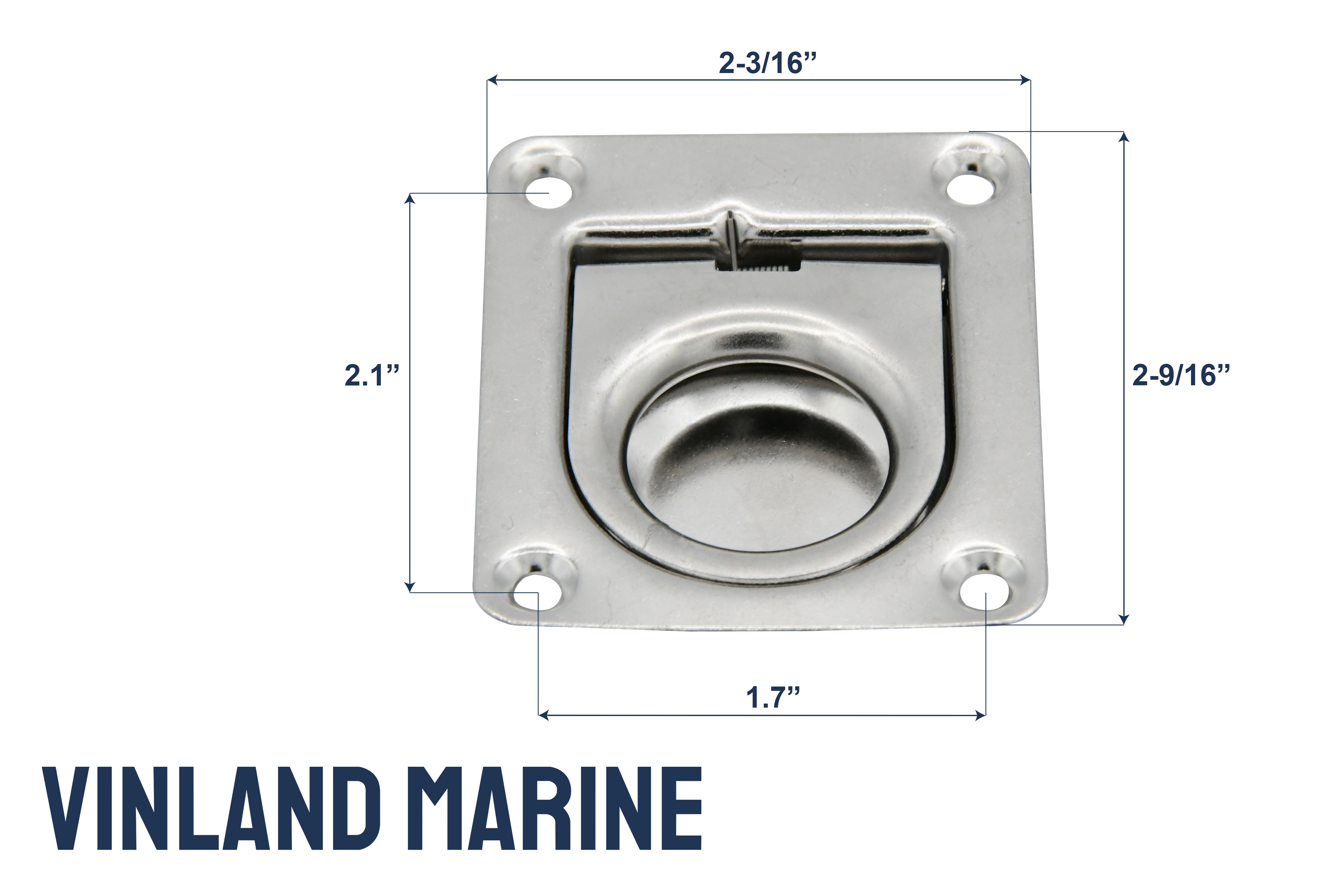 Vinland Marine Flush Lift Snap Handle W 2-3/16”; L 2-9/16” Dimensions View (S4878)