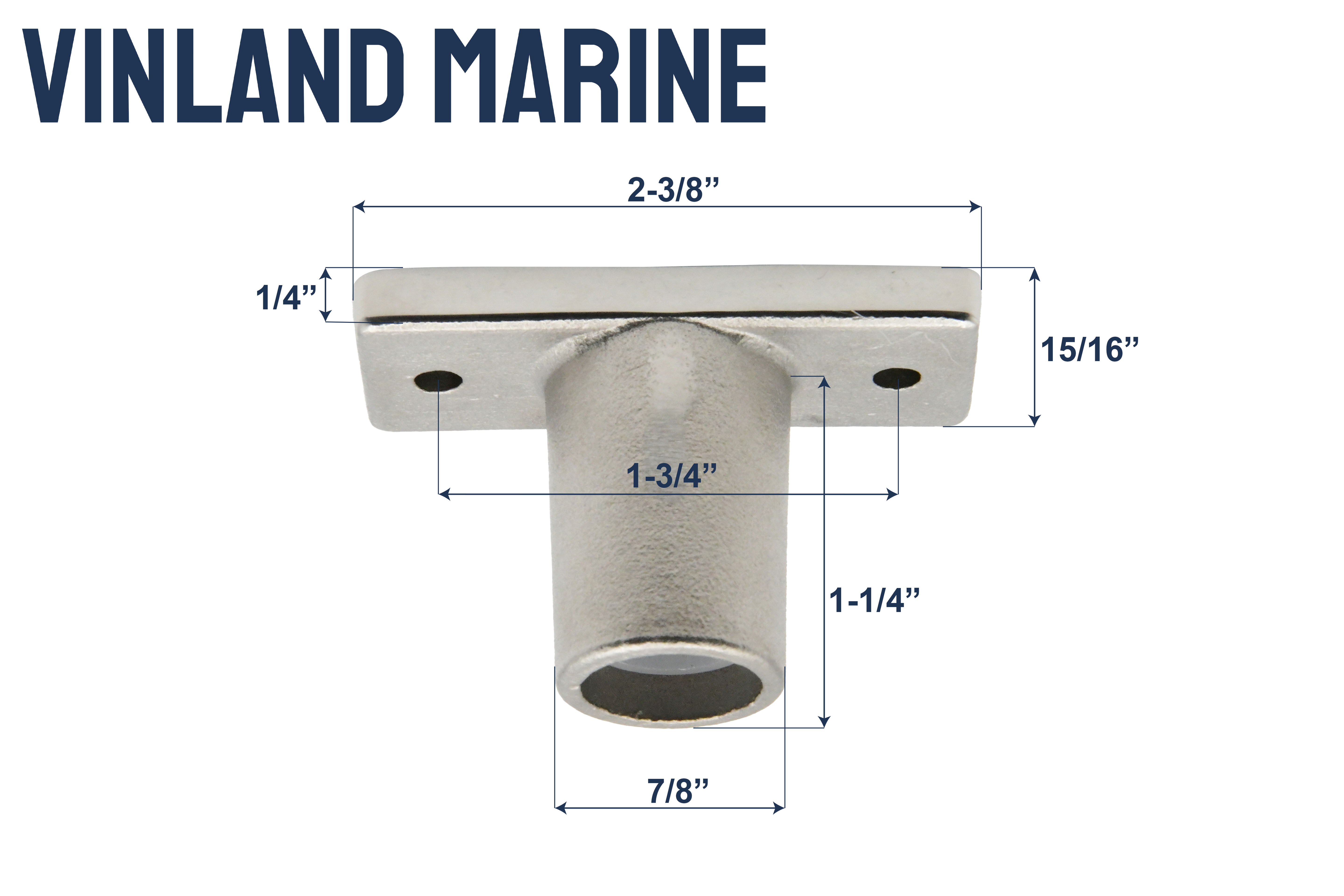 Vinland Marine Flush mount Oar lock Socket Dimensions View (S4430A)