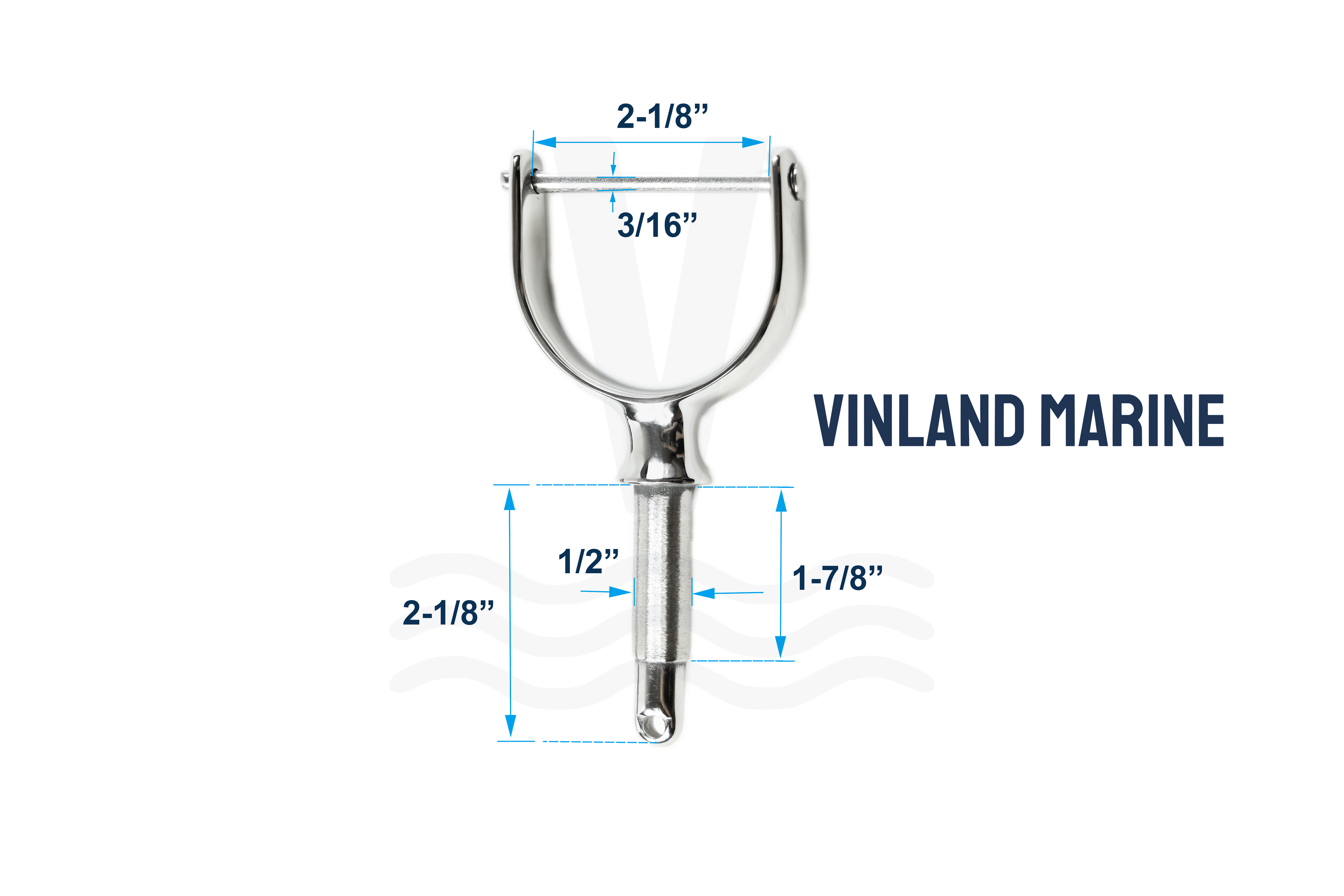 Vinland Marine North River Pinned Horn Oarlock Dimensions View (S4467A)