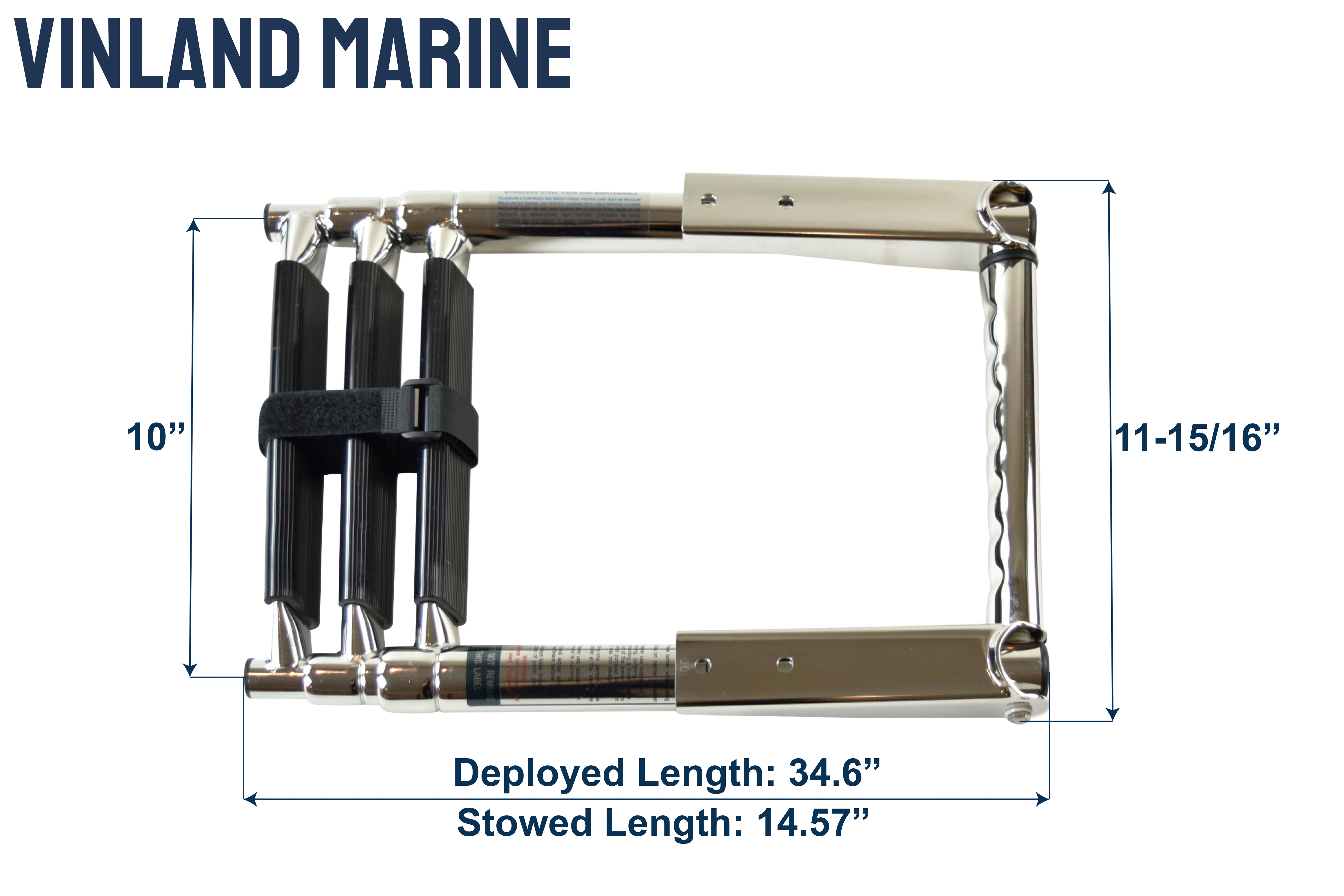 Vinland Marine Over Platform 3-step Telescoping Ladder 304 Stainless Steel with Grab Rail Safety Boarding