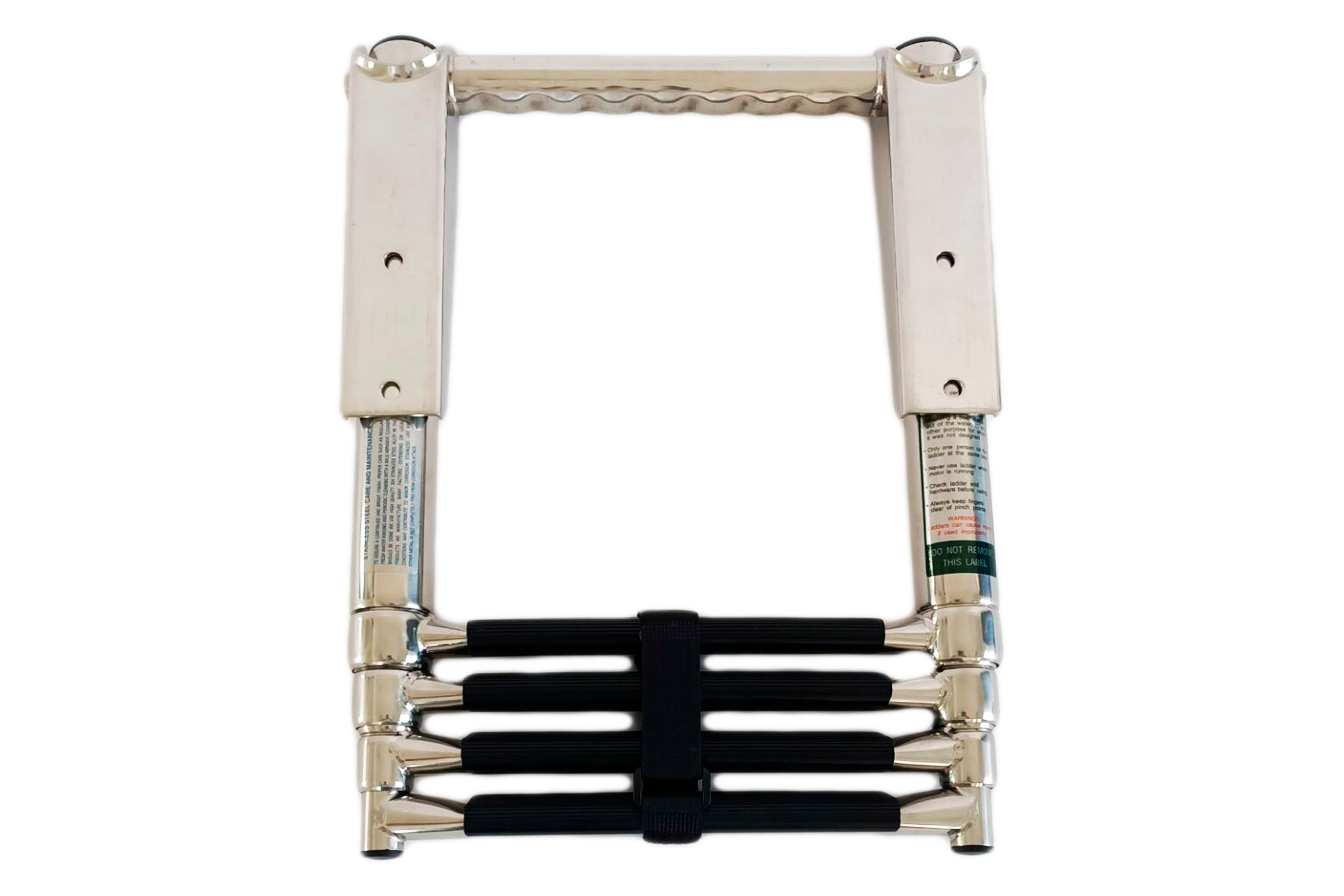 Vinland Marine Over Platform 4-step Telescoping Ladder 304 Stainless Steel with Grab Rail Safety Boarding