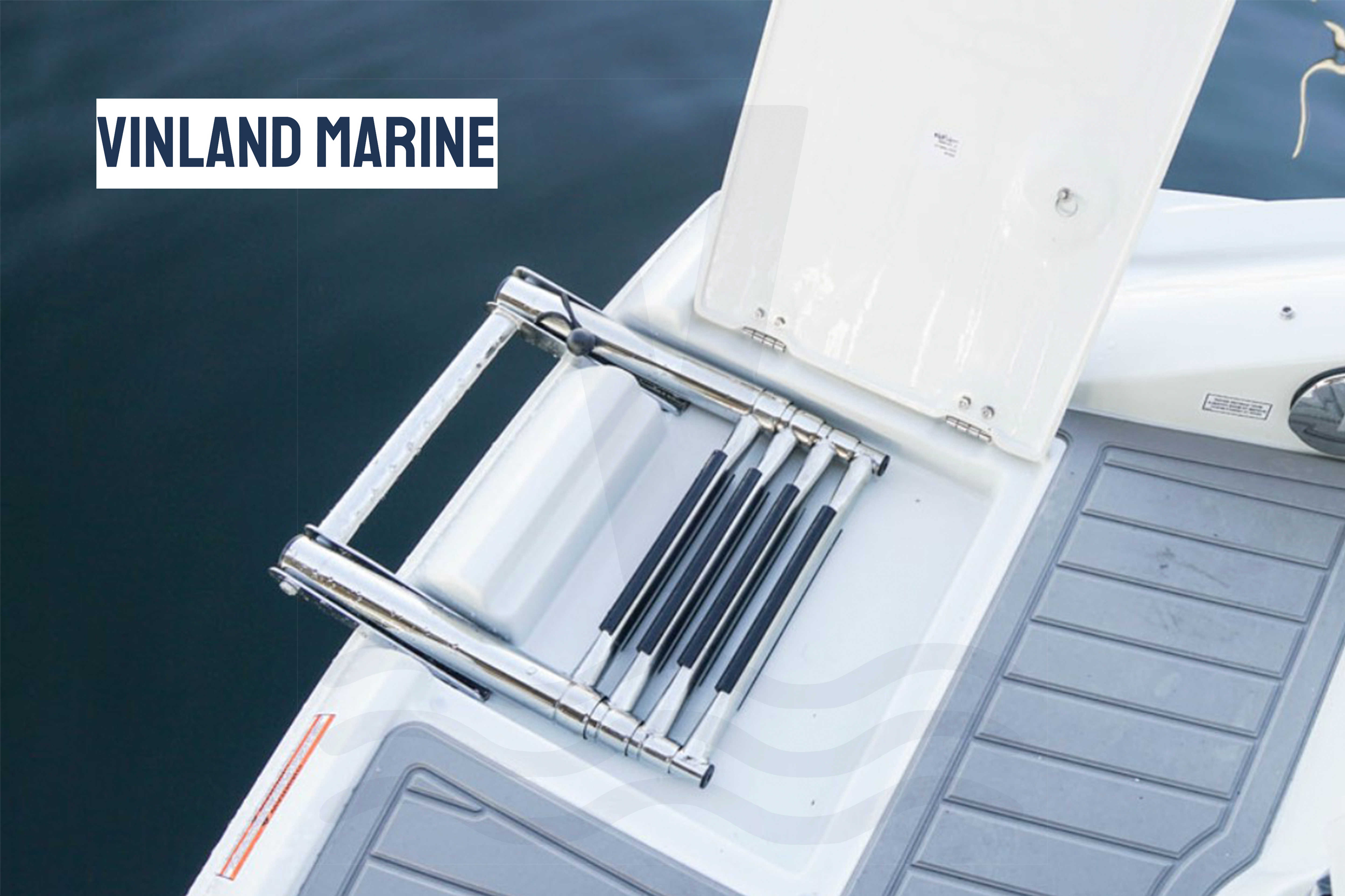Vinland Marine Over Platform 4-step Telescoping Ladder 304 Stainless Steel with Grab Rail Safety Boarding