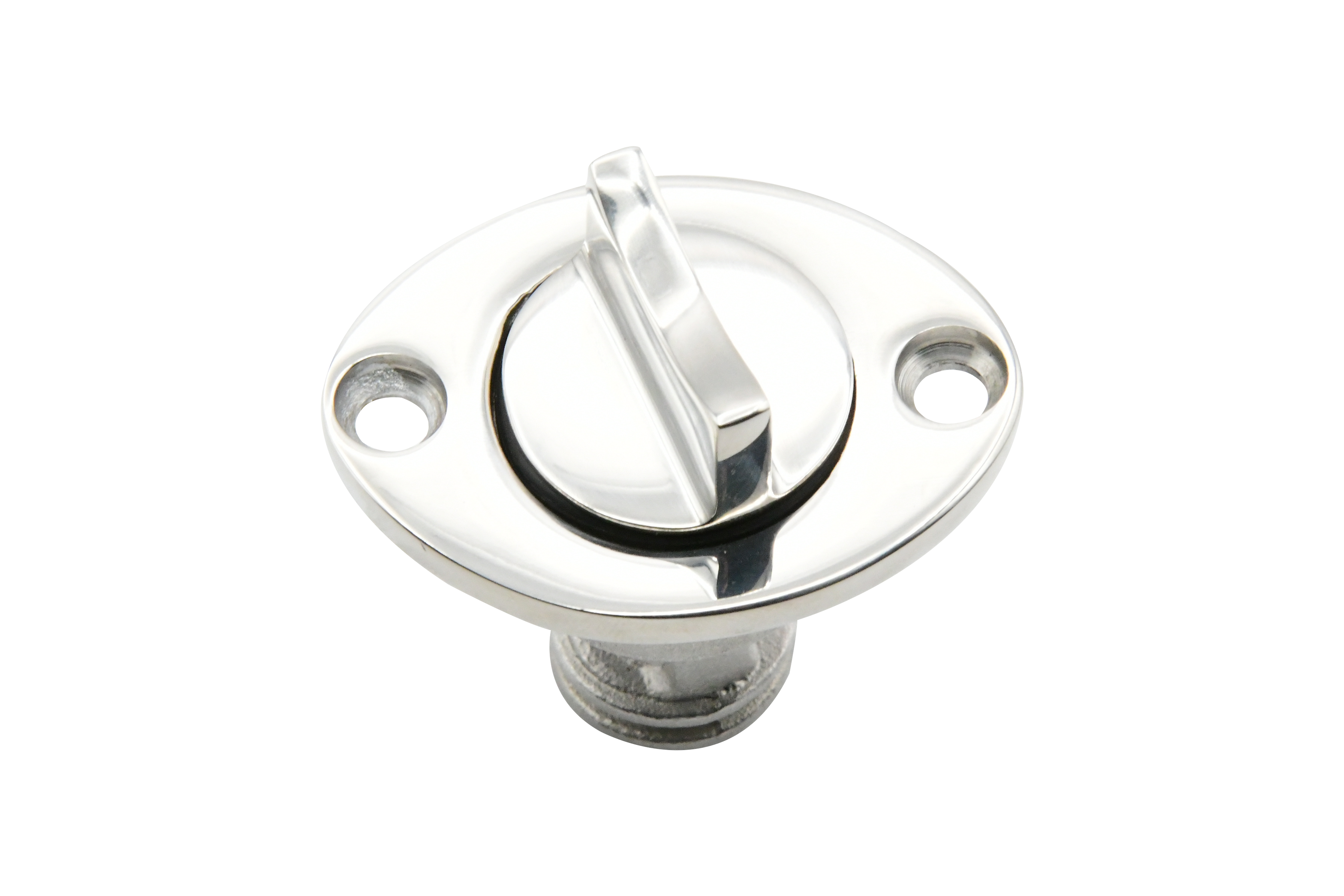 Vinland Marine Receiver Ø2" Oval Flange w/Ø3/4" Drain Plug Top View 2 (S4834A)