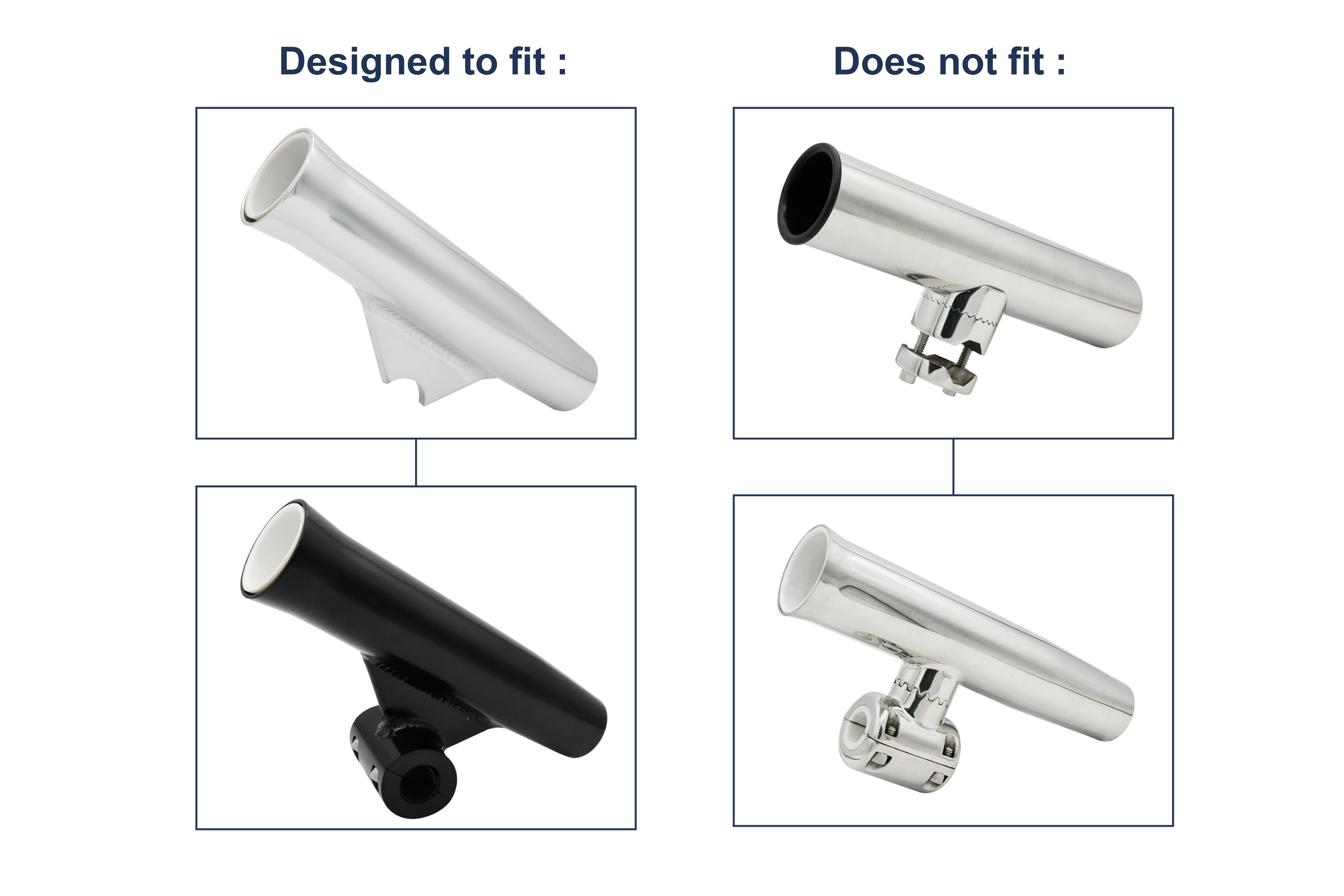 Vinland Marine Rod holer insert liner flared weld on rod holder clamp on rod holder (P4625)