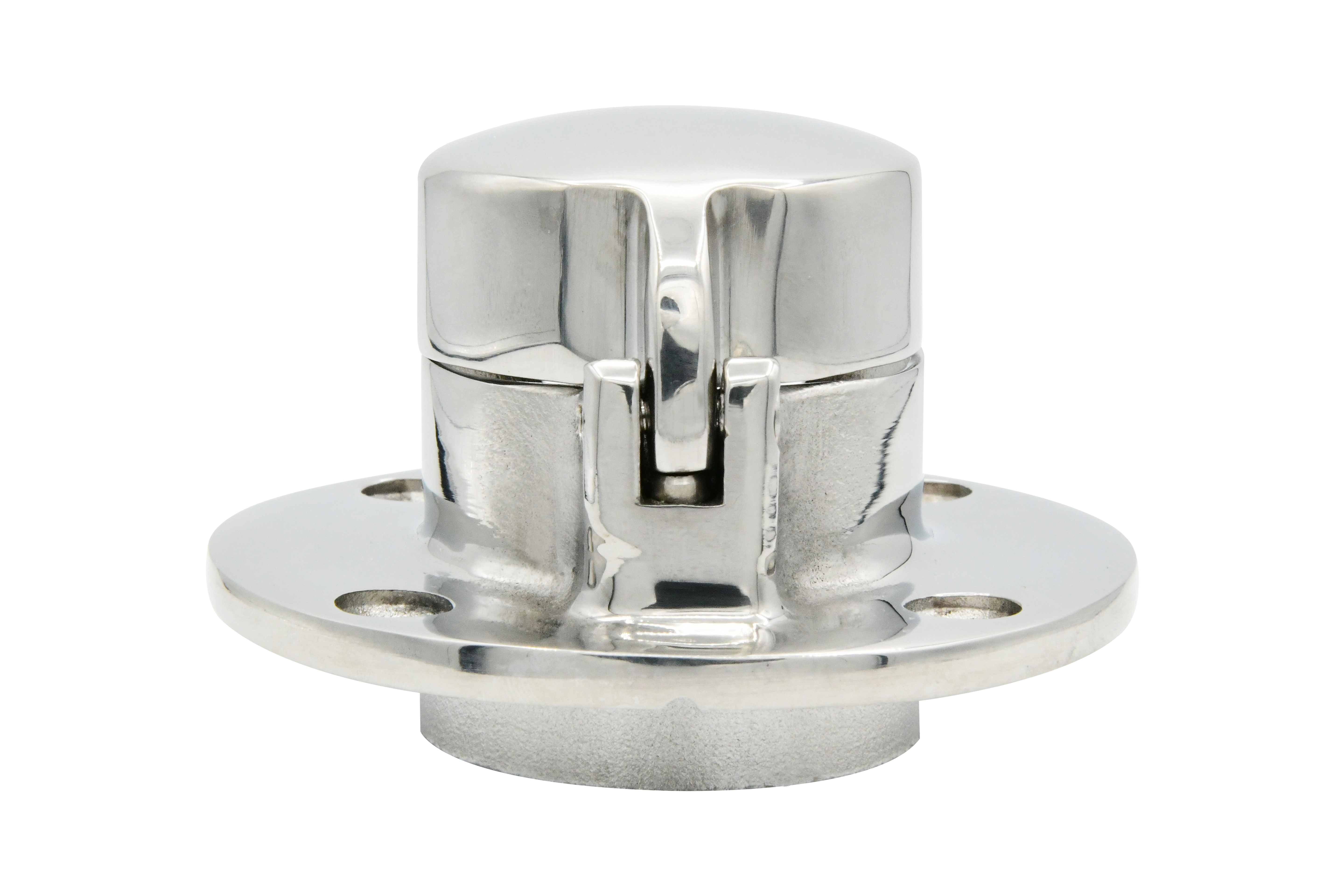 Vinland Marine Round Hinged Deck Pipe Cast 316 Stainless Steel Rear View (S4865A)