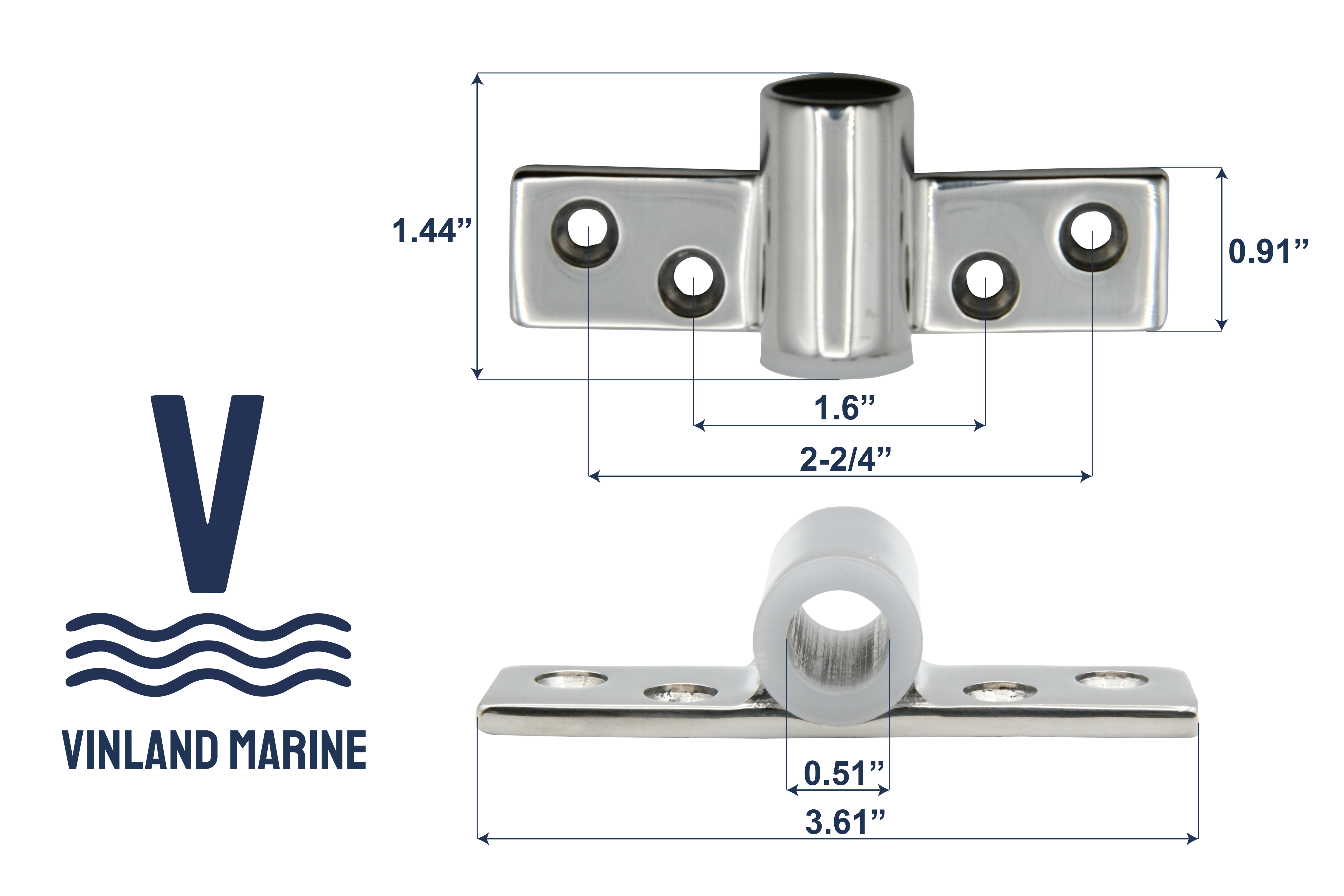 Vinland Marine Side mount Oar lock Socket Dimensions View (S4431A)