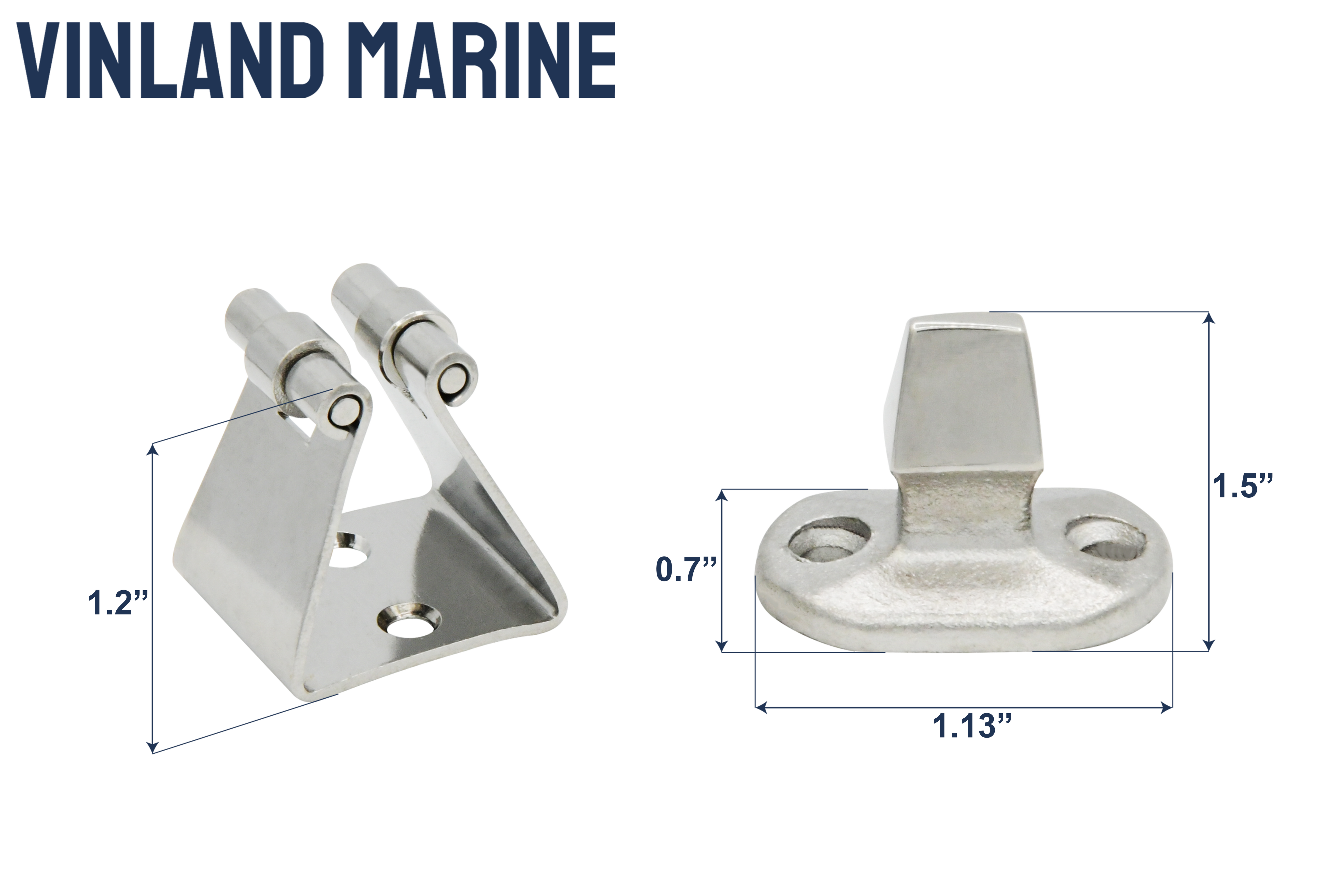 Vinland Marine Stainless Steel Door Holder 1-1/2" Dimensions View (S4818)