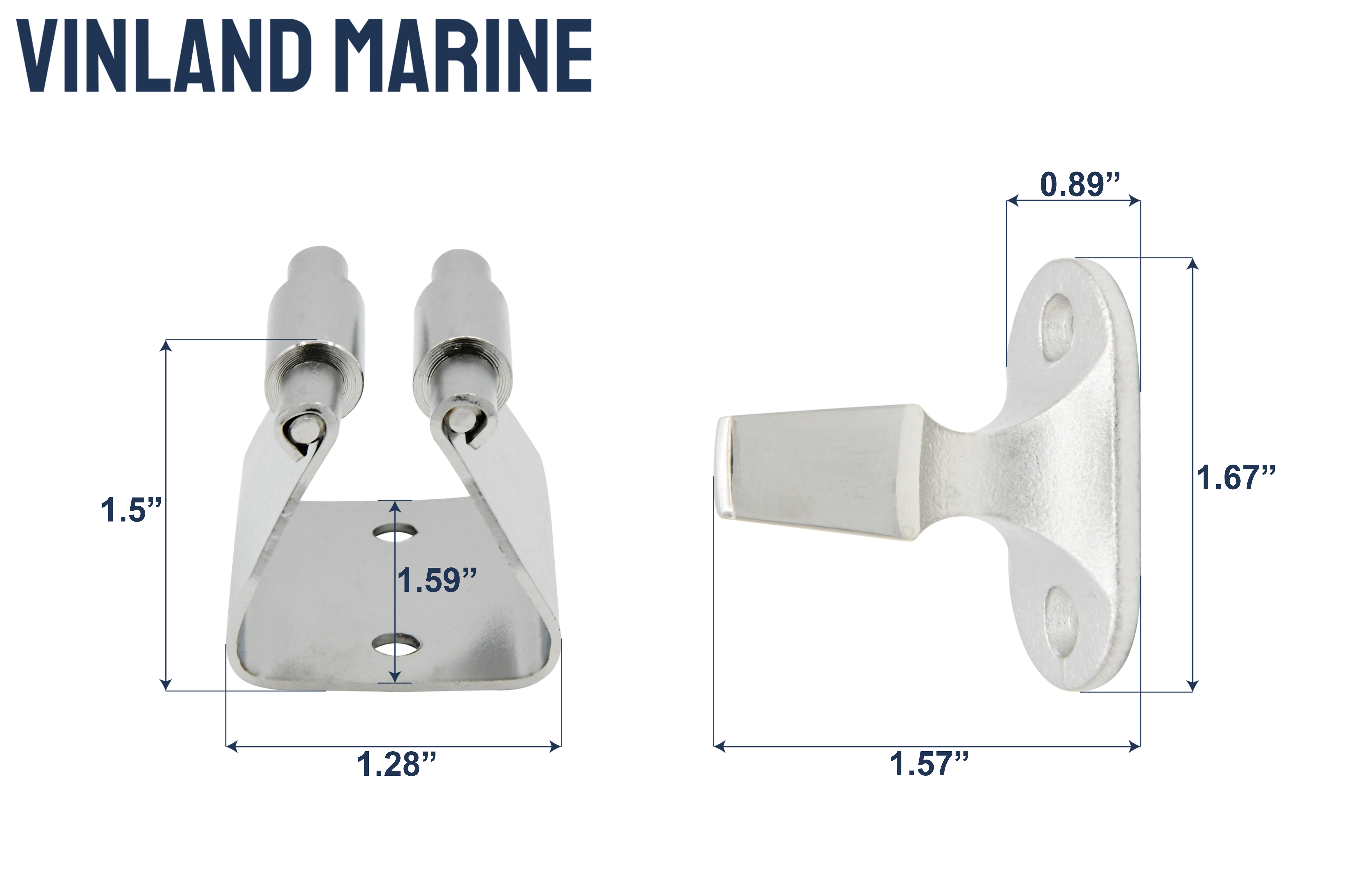 Vinland Marine Stainless Steel Door Holder 1-5/8" Dimensions View (S4814)