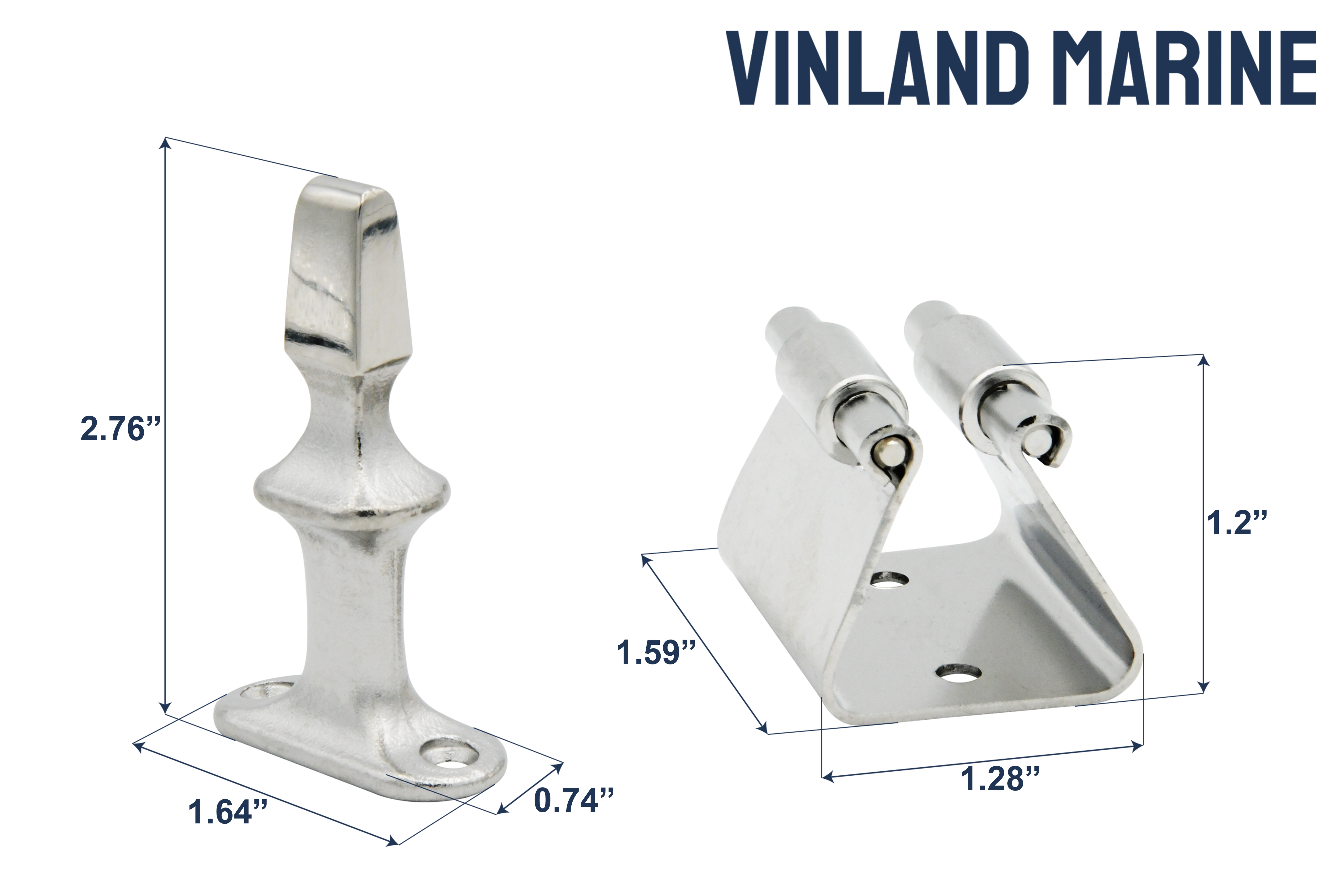 Vinland Marine Stainless Steel Door Holder 2-3/4" Dimensions View (S4817)
