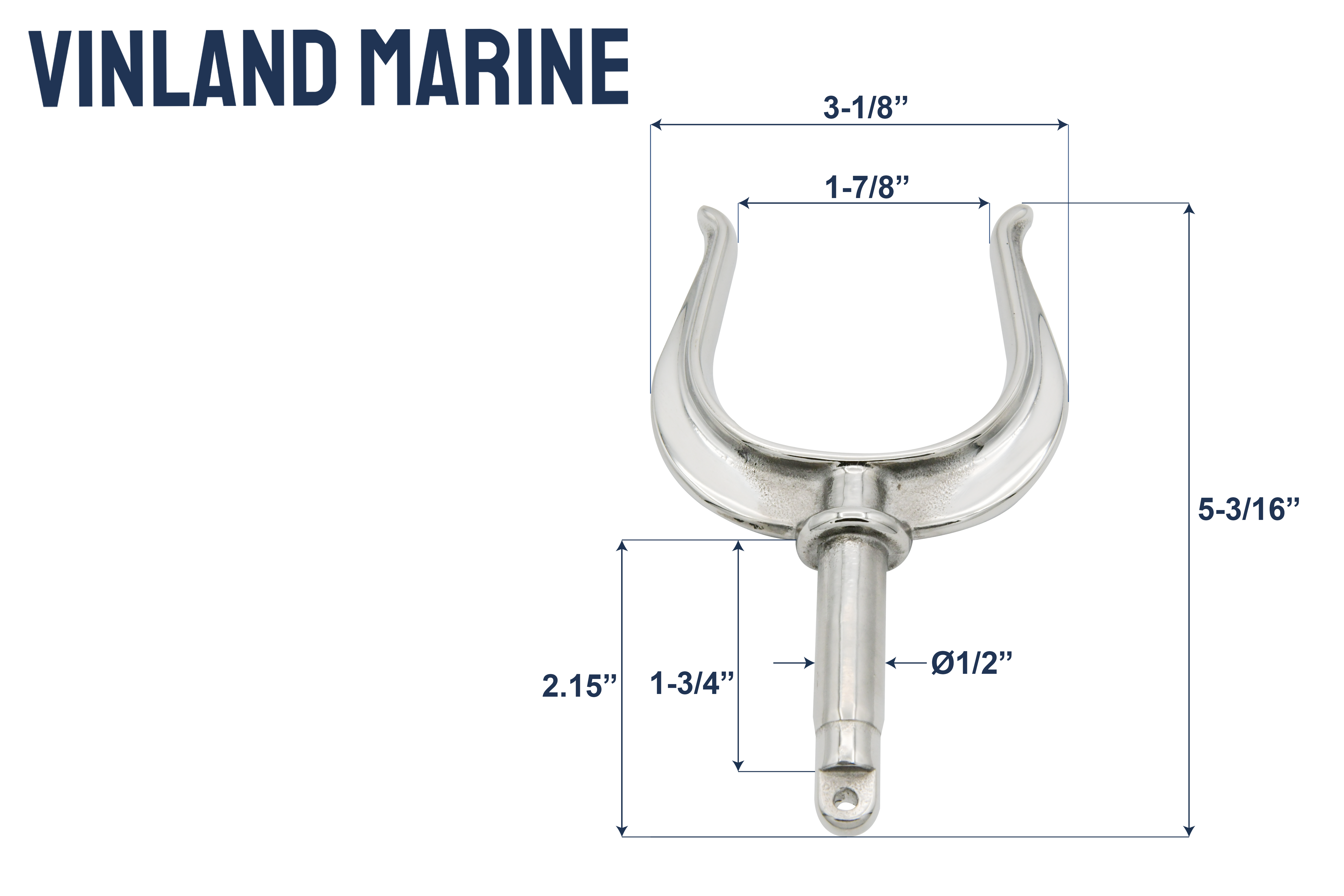 Vinland Marine Vintage Horn Rowboats Oar Lock Dimensions View (S4435A)