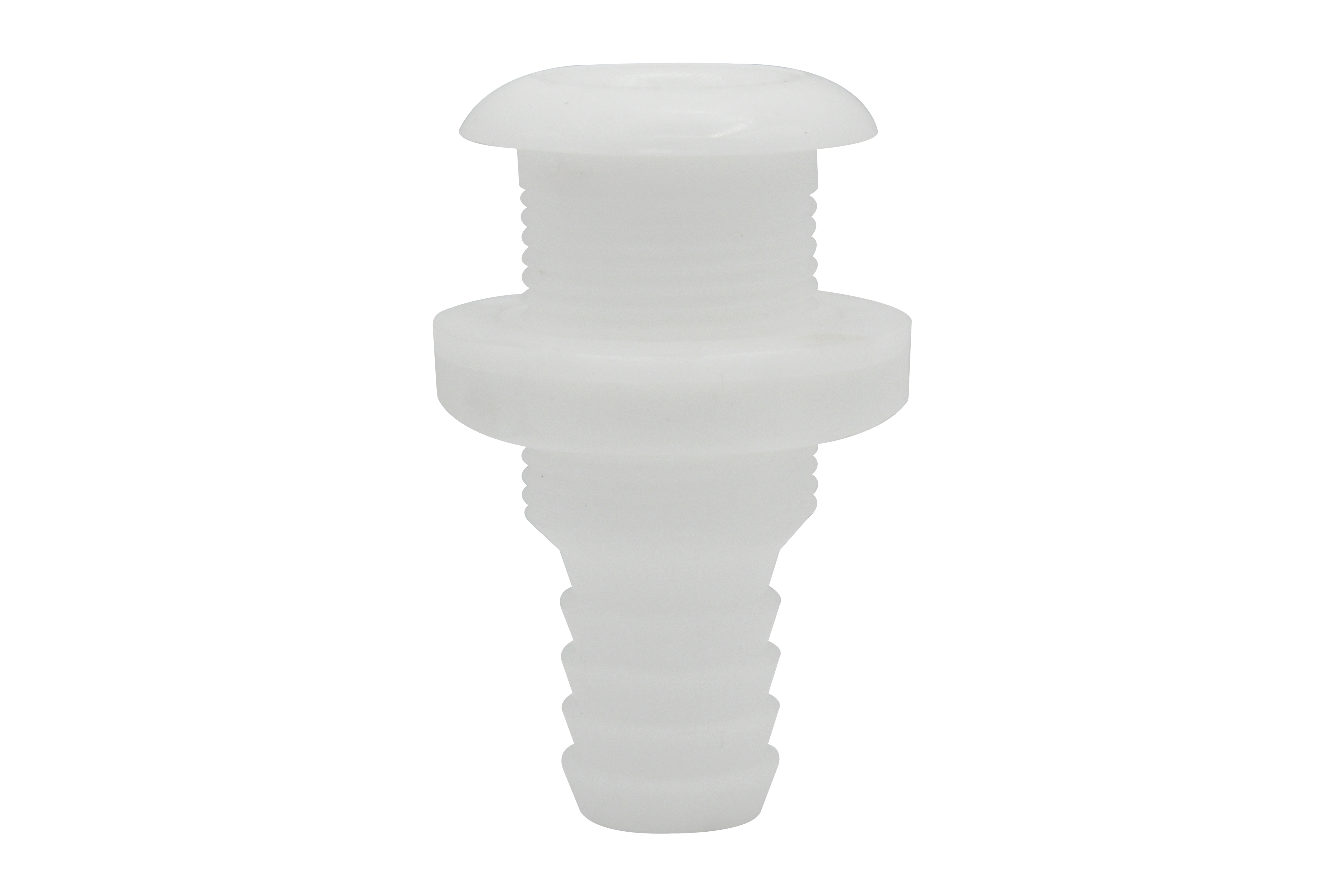 Vinland Marine White Delrin Plastic Thru-Hull Ø1" hose; 3-3/8” depth Main Photo (P4858W)